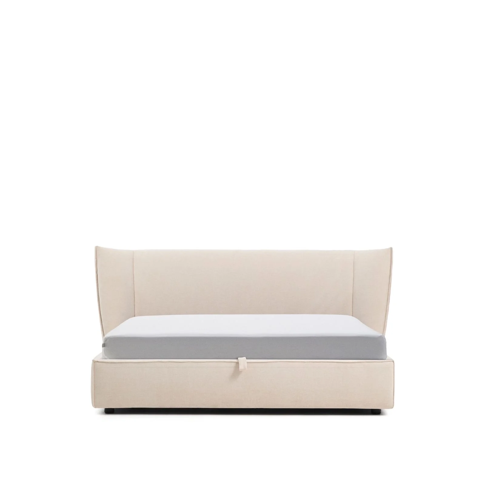 Abziehbares Bett Arvian aus beigefarbener Chenille mit Klappbettkasten für eine Matratze von 180 x 200 cm
