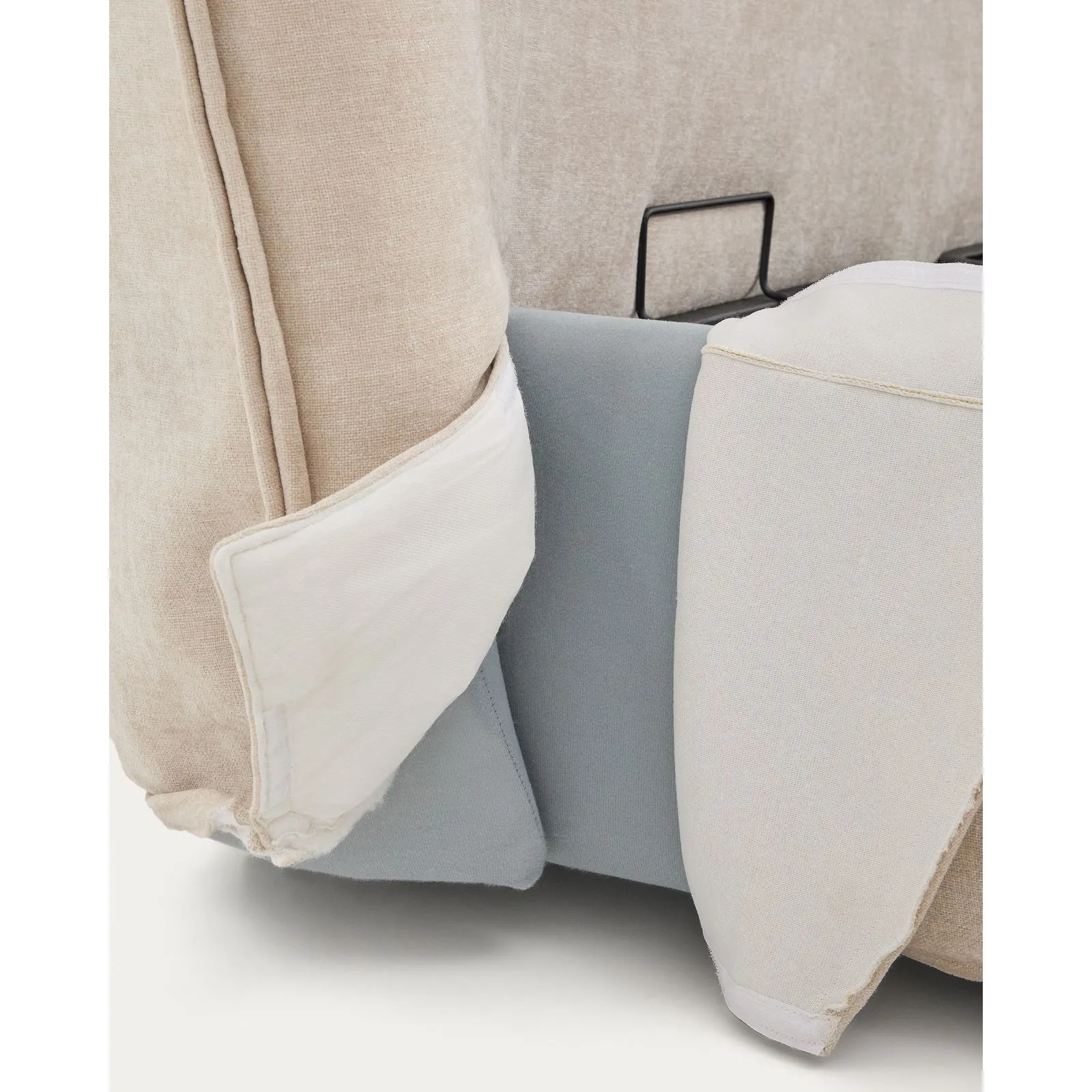 Abziehbares Bett Arvian aus beigefarbener Chenille mit Klappbettkasten für eine Matratze von 180 x 200 cm - Image 10