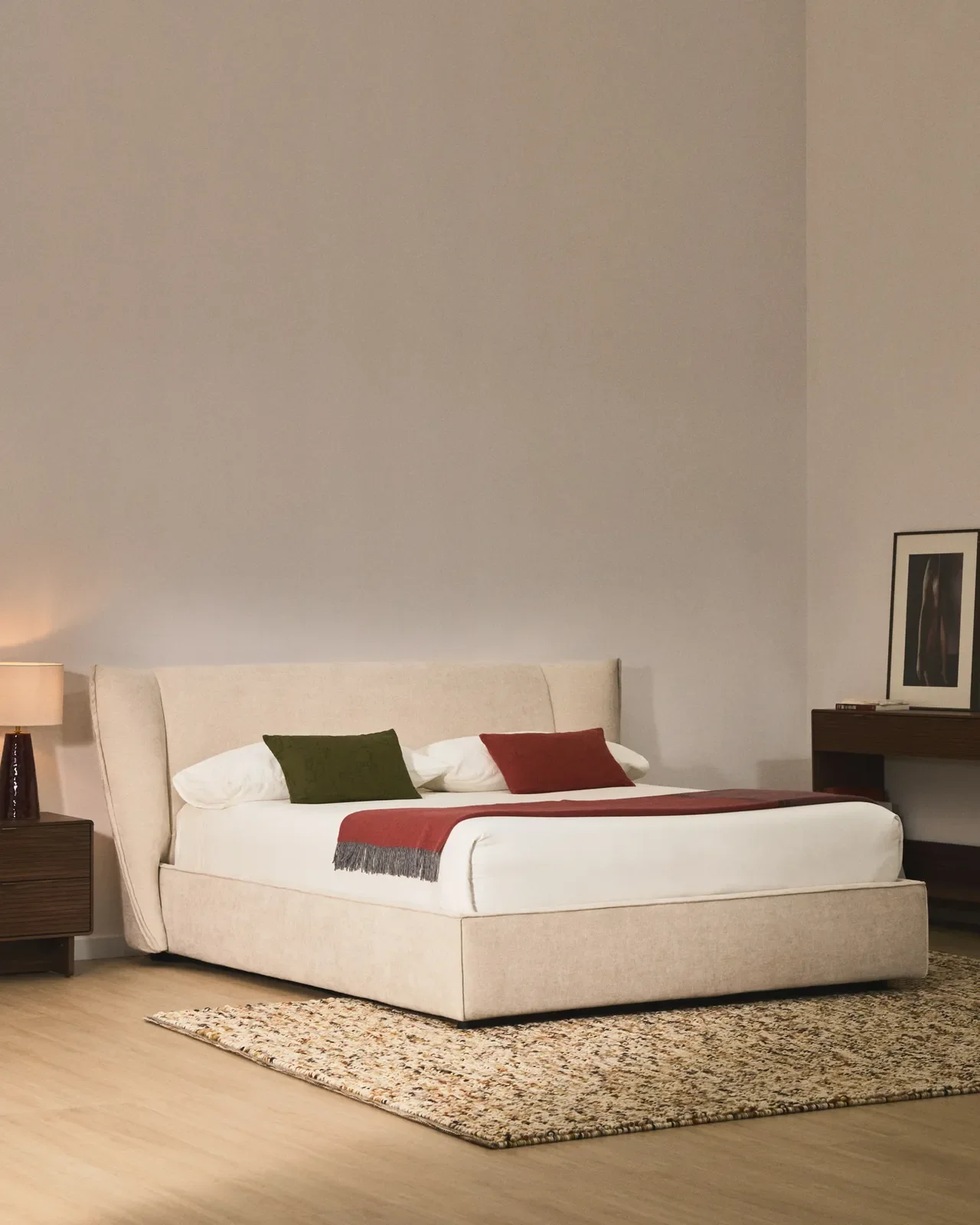 Abziehbares Bett Arvian aus beigefarbener Chenille mit Klappbettkasten für eine Matratze von 180 x 200 cm - Image 2
