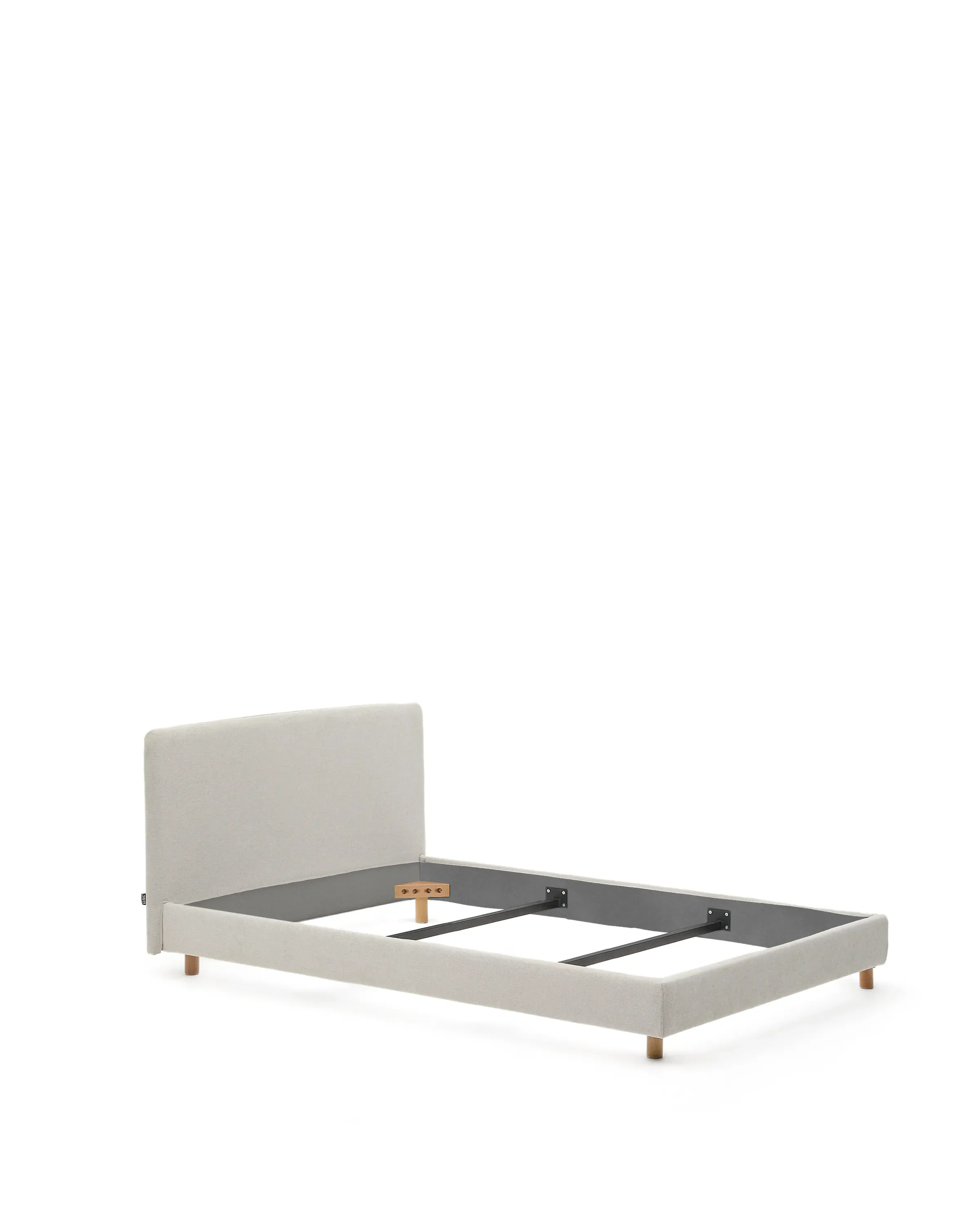 Abziehbares Bett Valma aus perlfarbener Chenille mit Beinen aus massivem Buchenholz für Matratze von 90 x 200 cm - Image 4