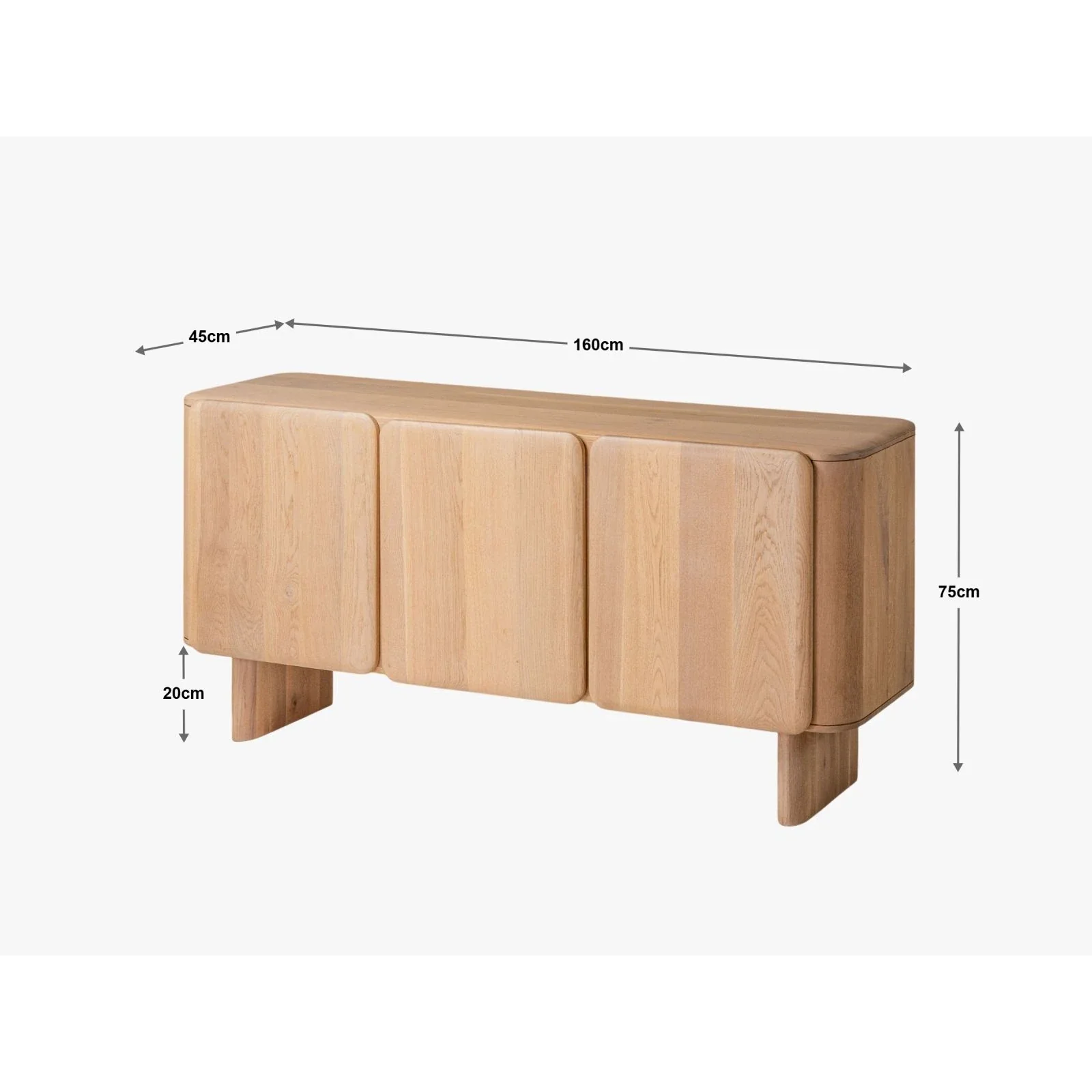 Aggie Kommode aus massivem Eichenholz, 160x45x75 cm - Image 3