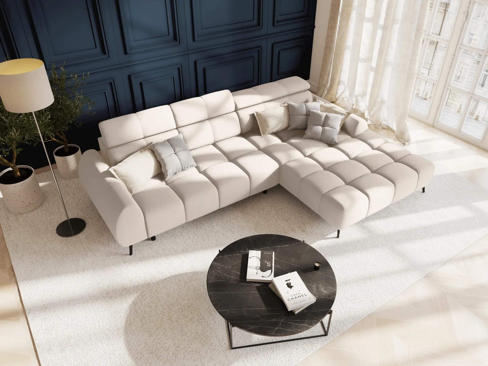 Alyse 5-Sitzer Ecksofa Rechts, elektrisch verstellbar, mit Bezug aus Samt oder Strukturstoff, 295x188 cm - Image 65
