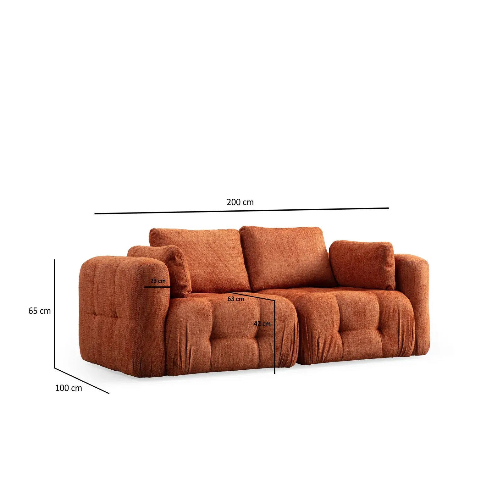 Amaris 2-Sitzer Sofa mit Bezug aus Stoff, 200x100 cm - Image 38