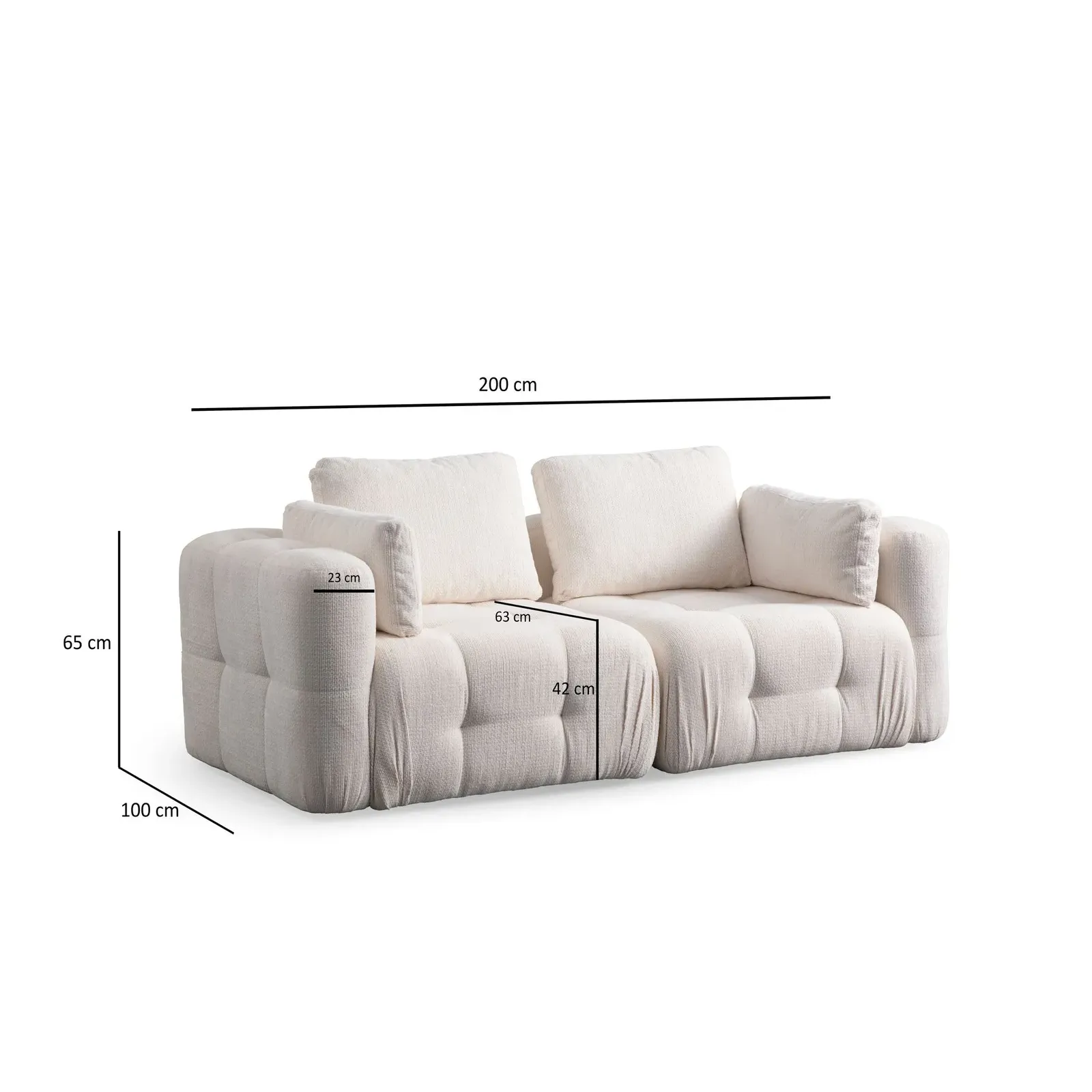 Amaris 2-Sitzer Sofa mit Bezug aus Stoff, 200x100 cm - Image 47