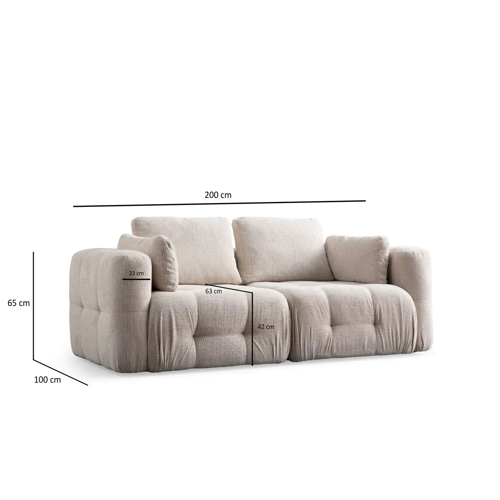 Amaris 2-Sitzer Sofa mit Bezug aus Stoff, 200x100 cm - Image 5