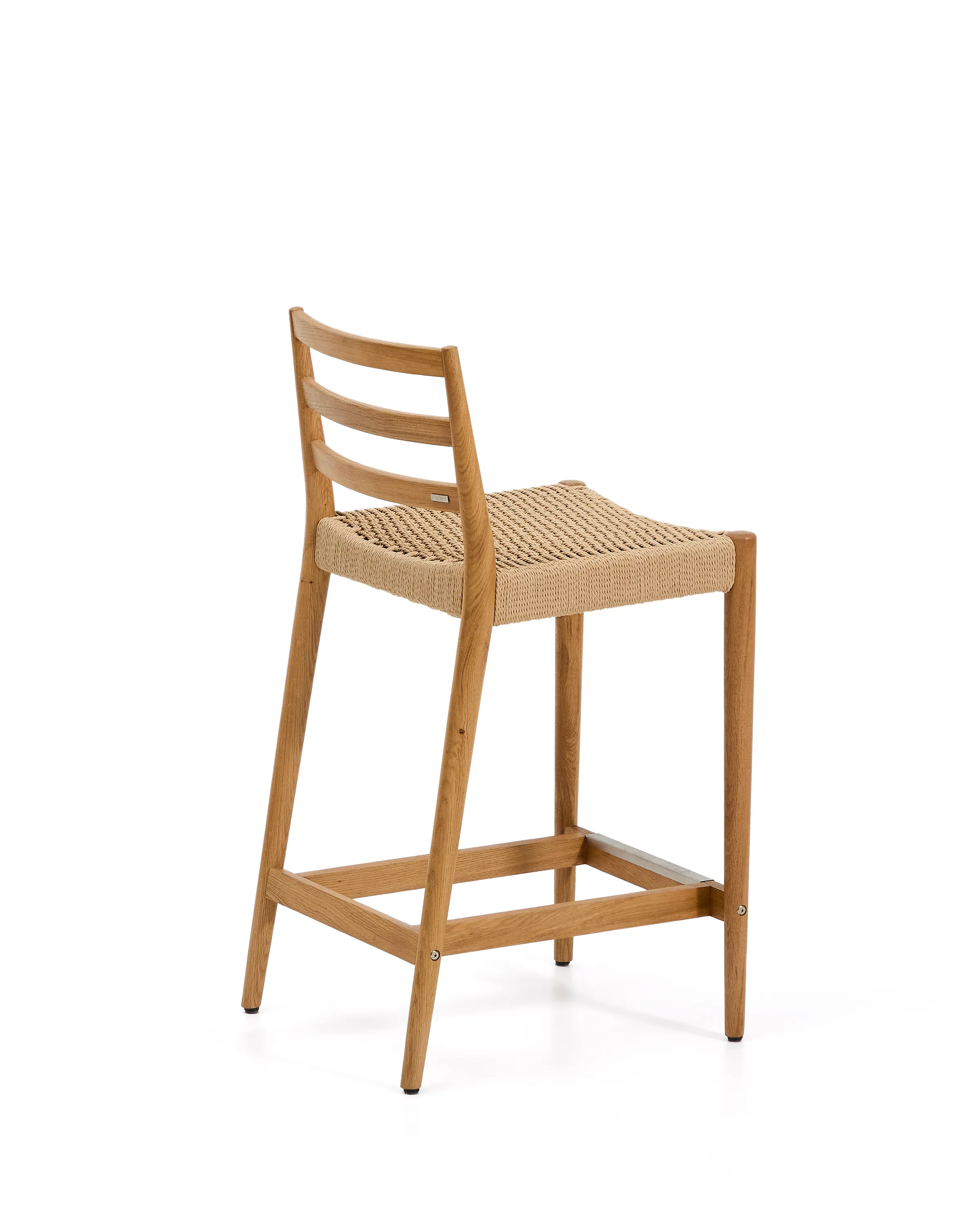 Analy Hocker Rückenlehne massives Eichenholz in verschiedenen Finishes Sitzfläche Seil 65 cm FSC 100 % - Image 6