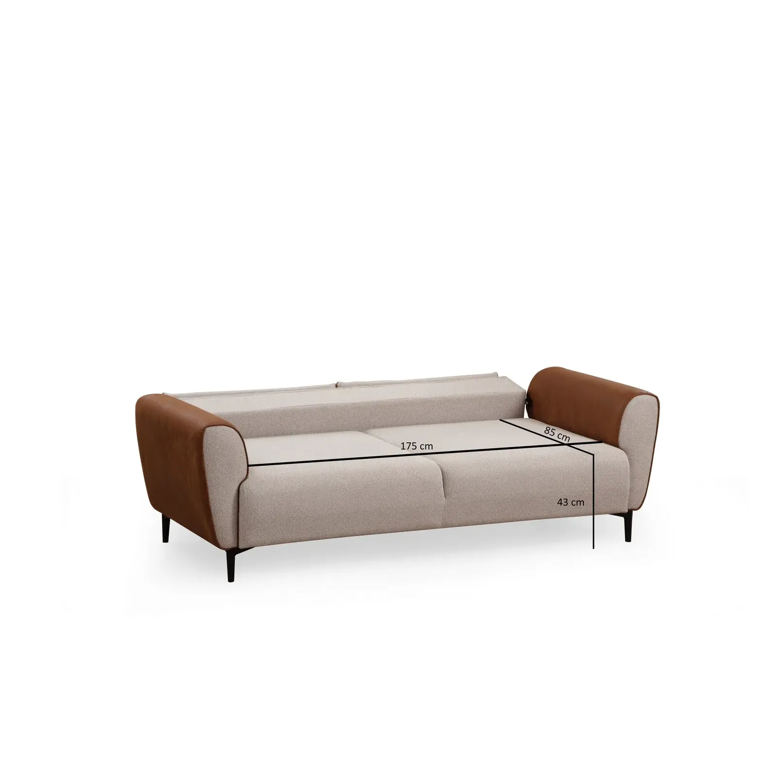 Aren 3-Sitzer Schlafsofa in Zimtbeige, 215x85 cm - Image 13