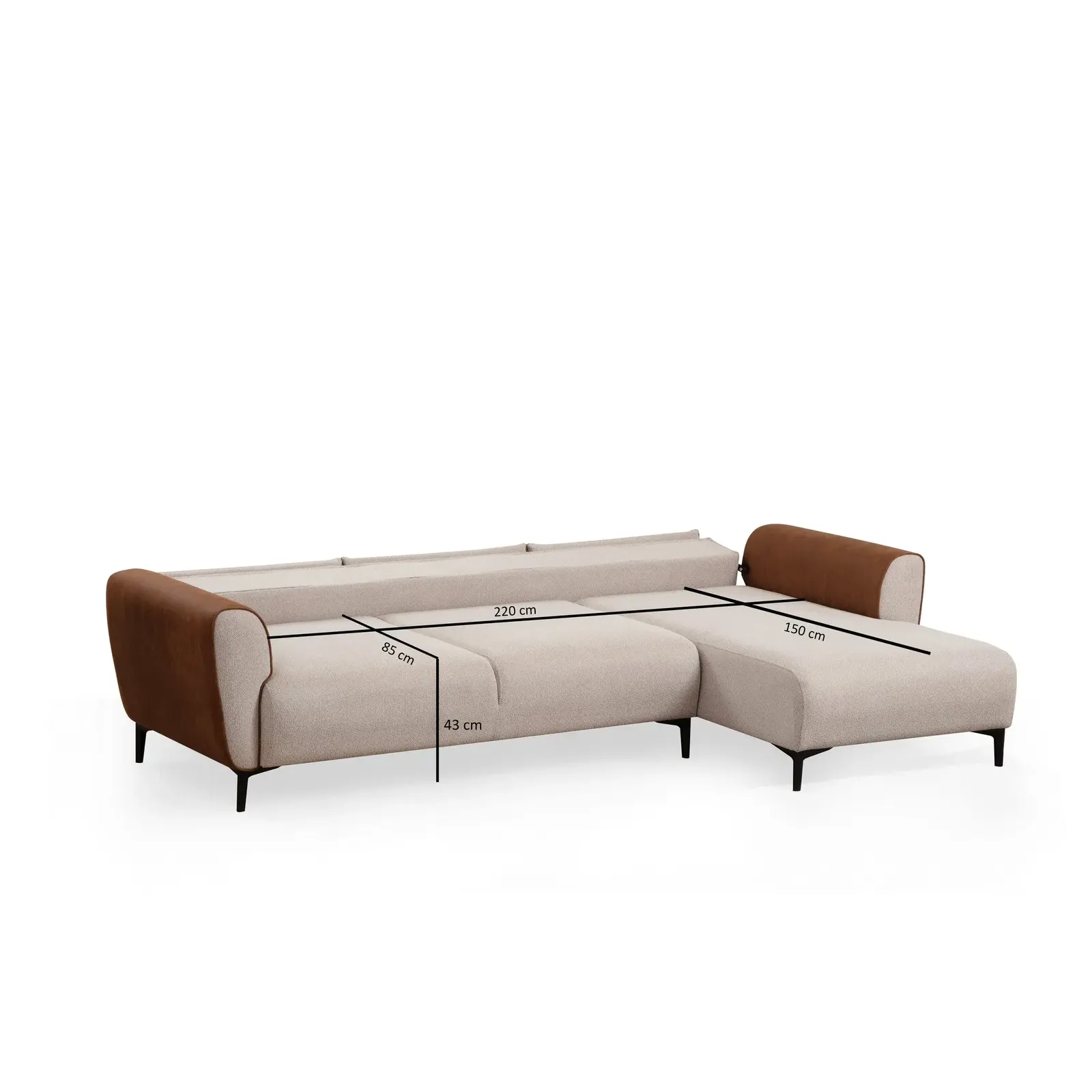 Aren Eckschlafsofa, Rechte Seite, 260x150 cm - Image 11
