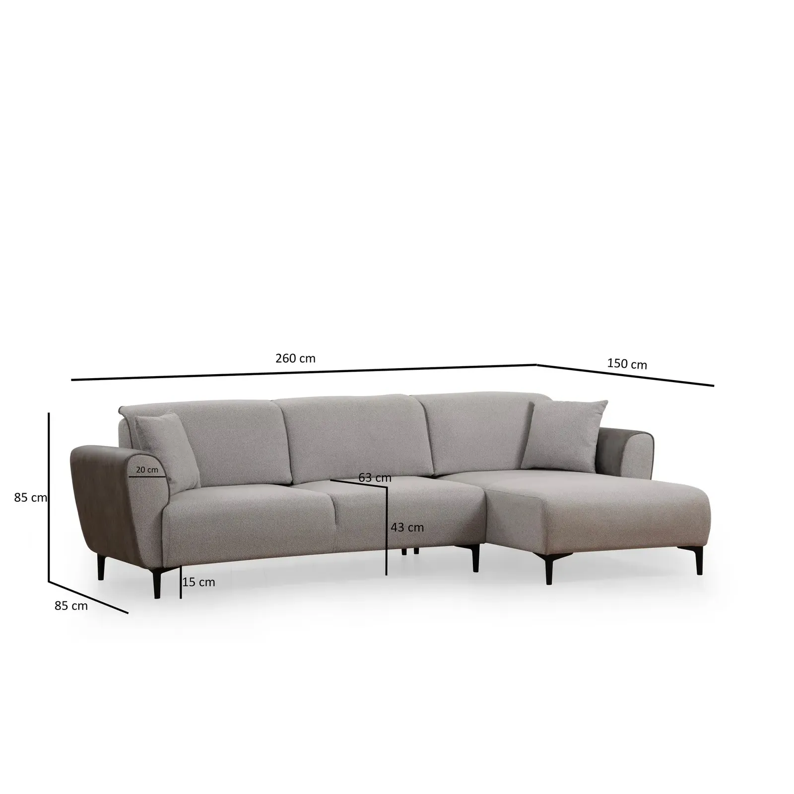 Aren Eckschlafsofa, Rechte Seite, 260x150 cm - Image 20