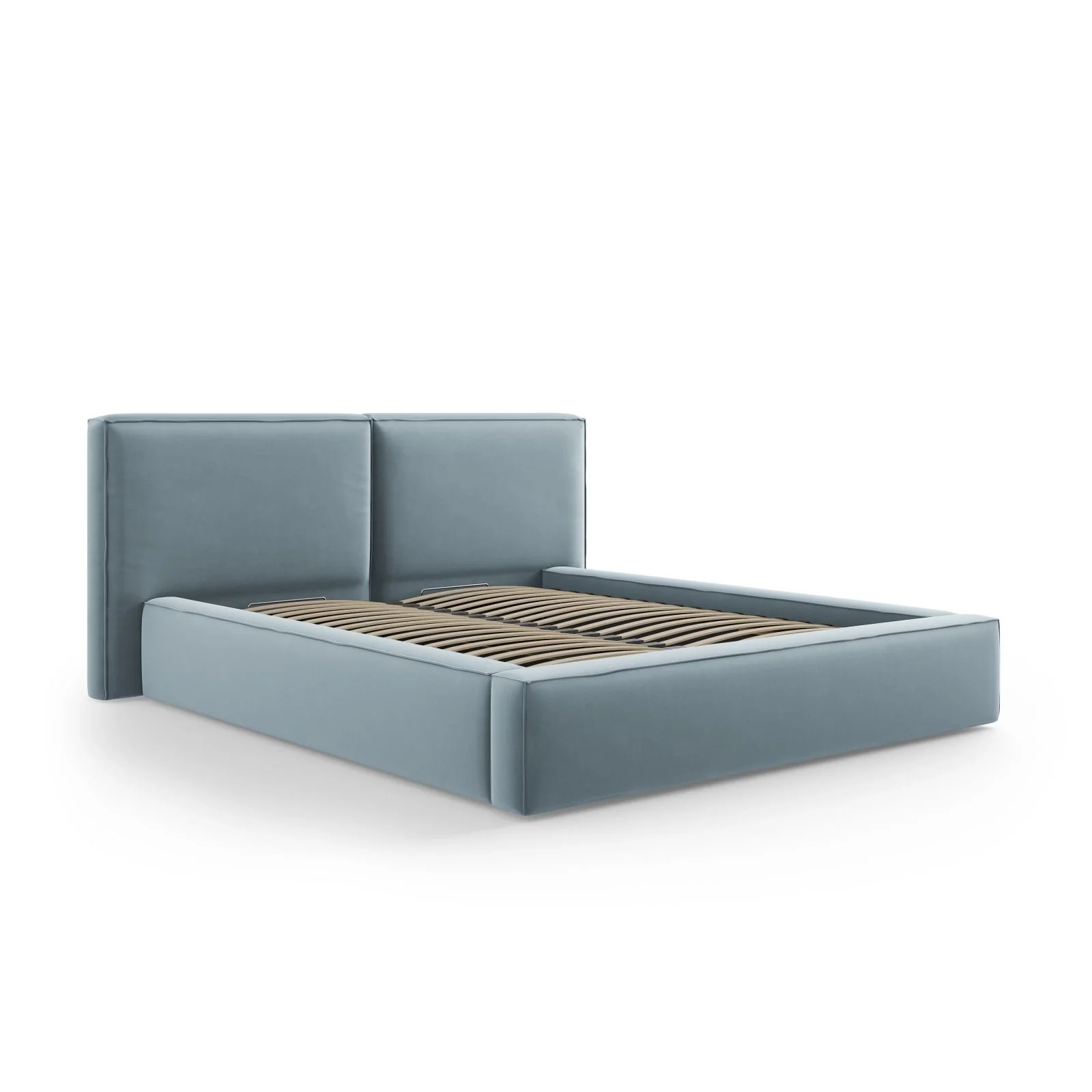 Arendal Bett mit Doppelkopfteil und Stauraum aus Samt oder Strukturstoff, 140x200 cm - Image 18