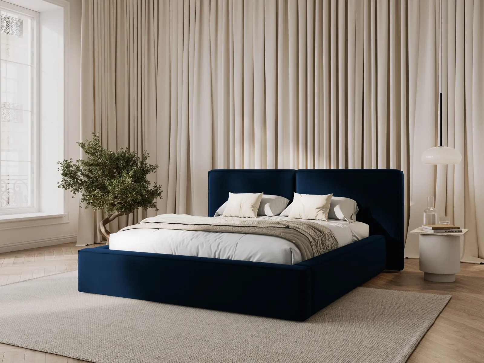 Arendal Bett mit Doppelkopfteil und Stauraum aus Samt oder Strukturstoff, 140x200 cm - Image 23
