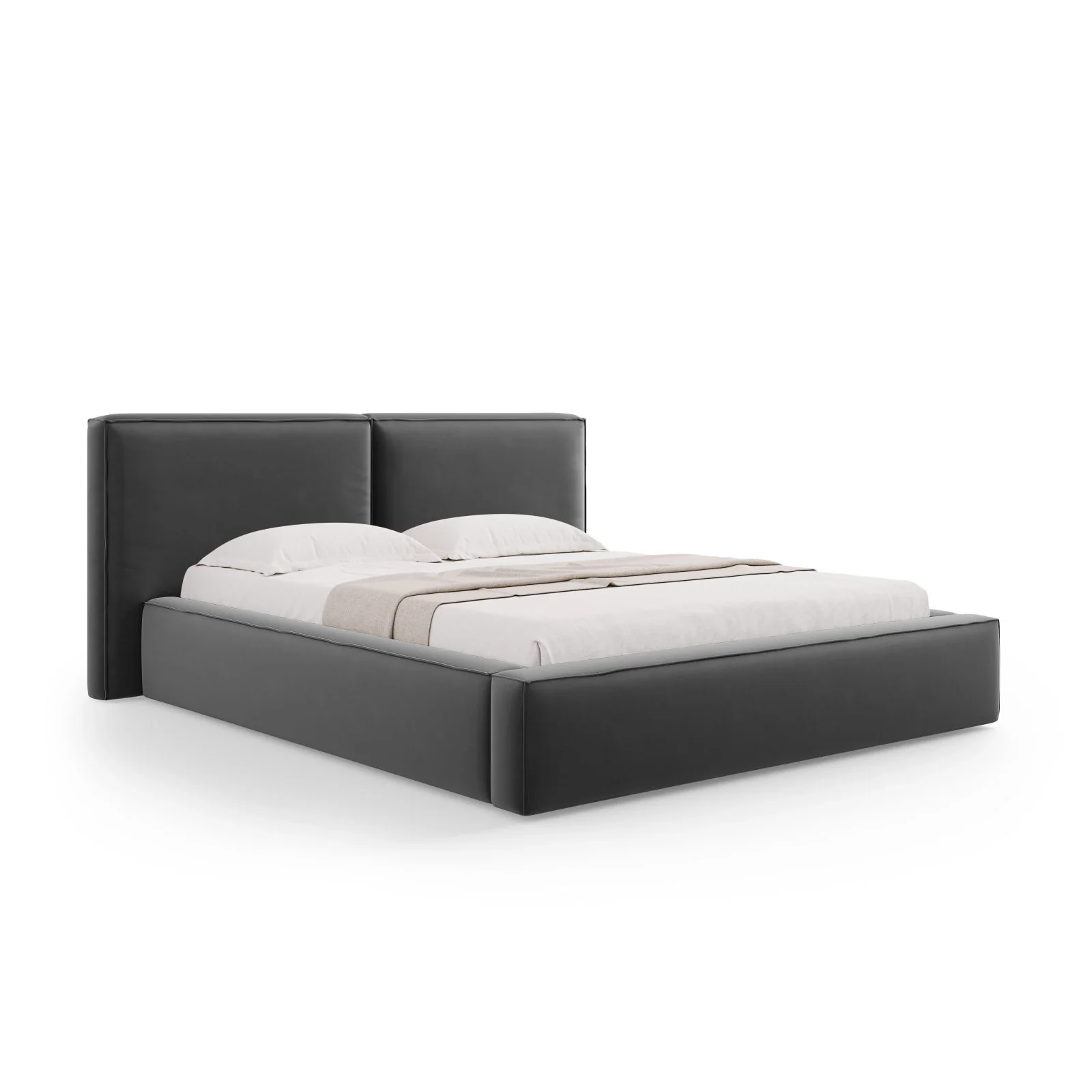 Arendal Bett mit Doppelkopfteil und Stauraum aus Samt oder Strukturstoff, 140x200 cm - Image 36