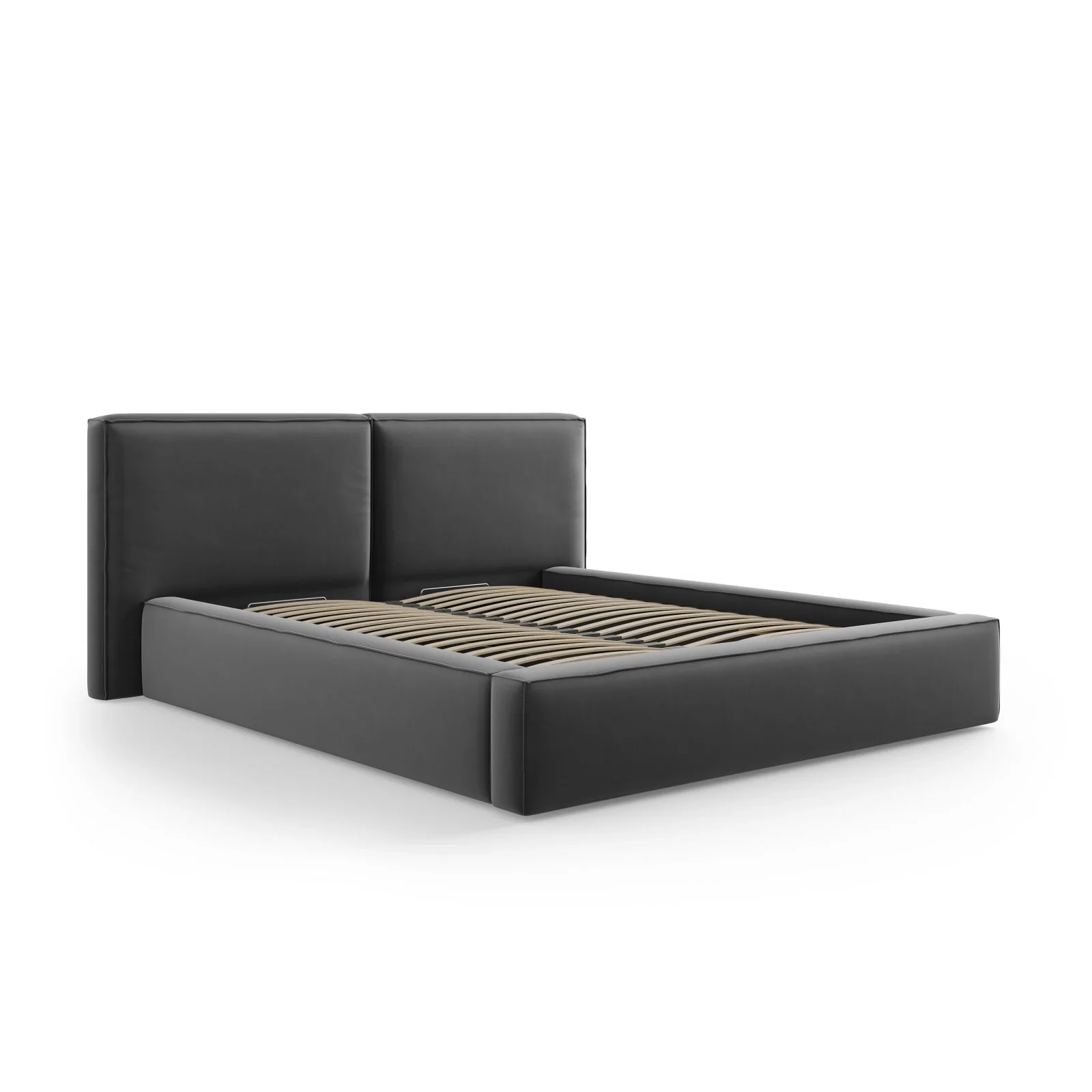 Arendal Bett mit Doppelkopfteil und Stauraum aus Samt oder Strukturstoff, 140x200 cm - Image 39