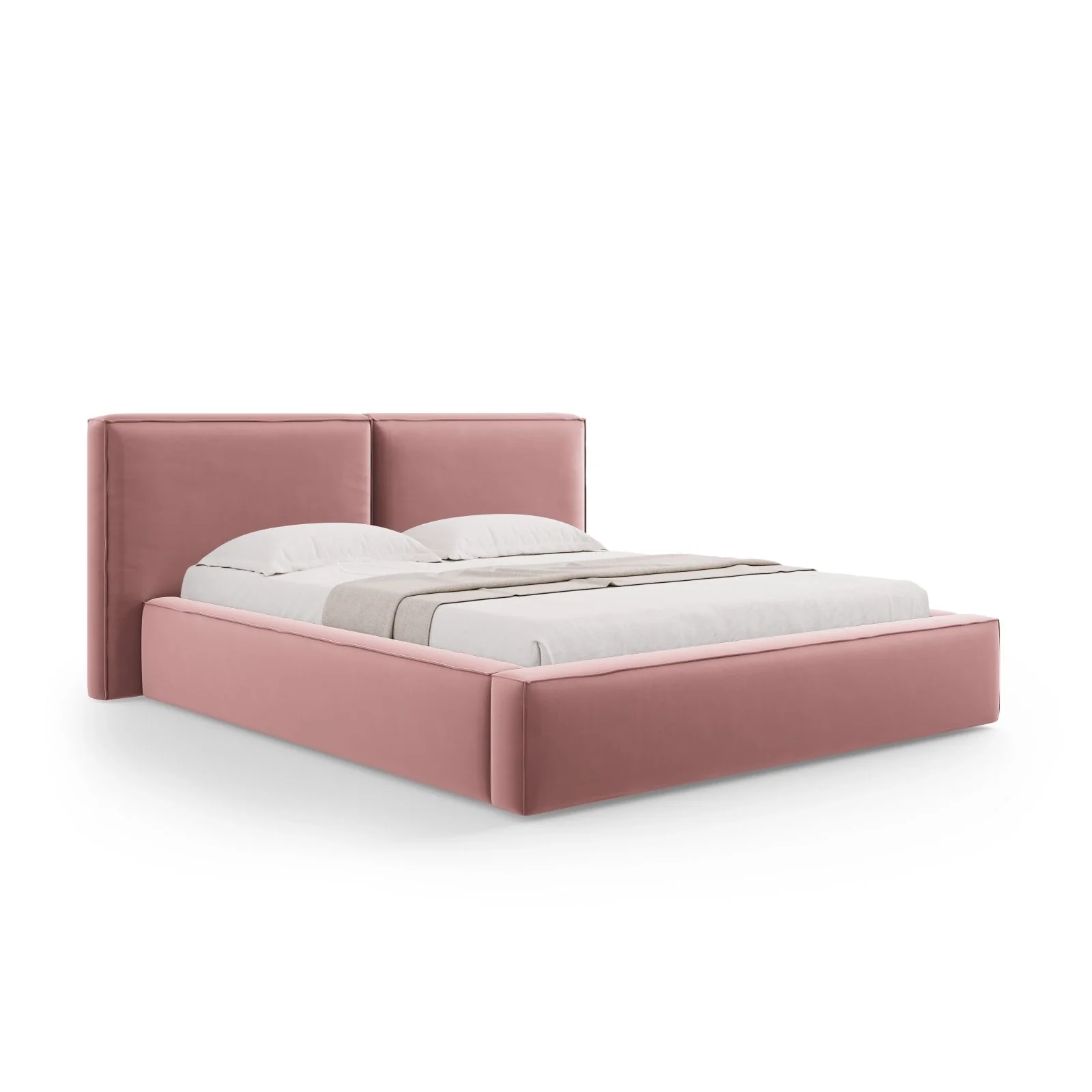 Arendal Bett mit Doppelkopfteil und Stauraum aus Samt oder Strukturstoff, 140x200 cm - Image 8