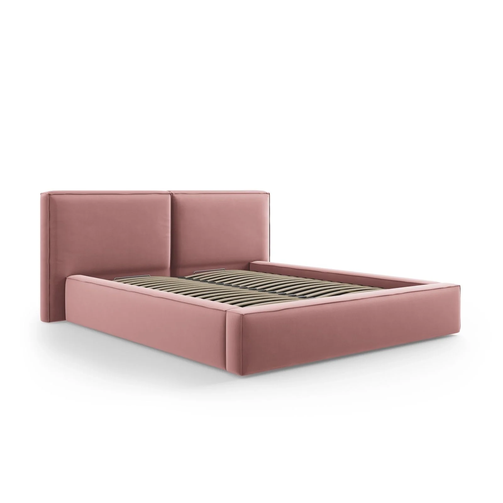 Arendal Bett mit Doppelkopfteil und Stauraum aus Samt oder Strukturstoff, 160x200 cm - Image 11