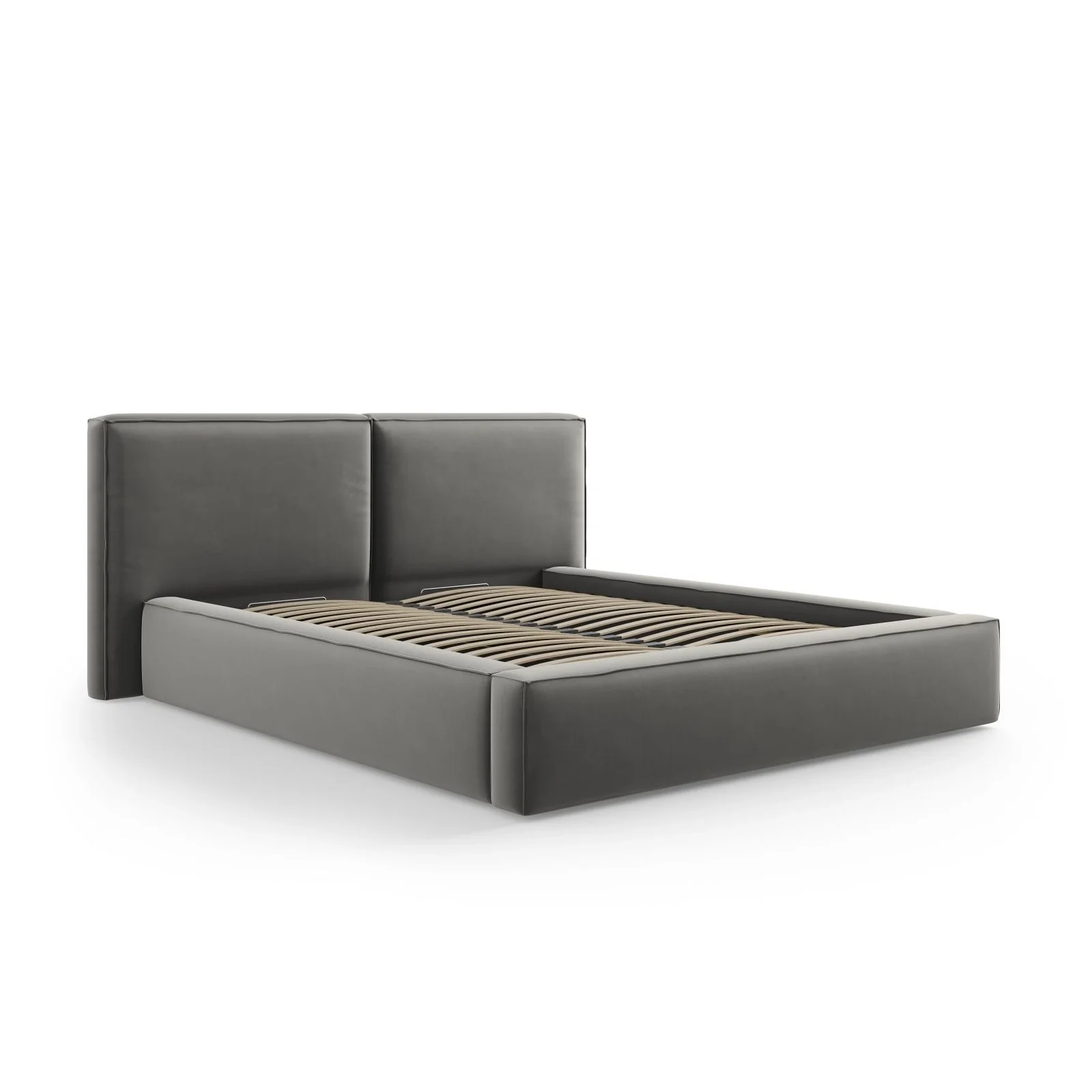 Arendal Bett mit Doppelkopfteil und Stauraum aus Samt oder Strukturstoff, 160x200 cm - Image 32