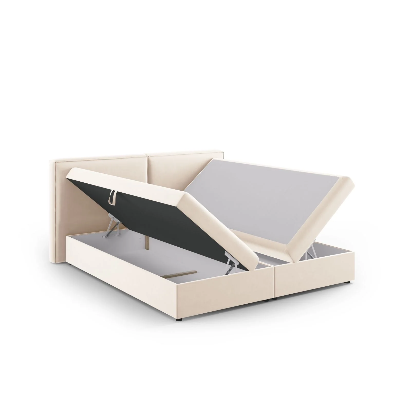 Arendal Boxspringbett mit Kopfteil und Stauraum aus Samt oder Strukturstoff, 140x200 cm - Image 5