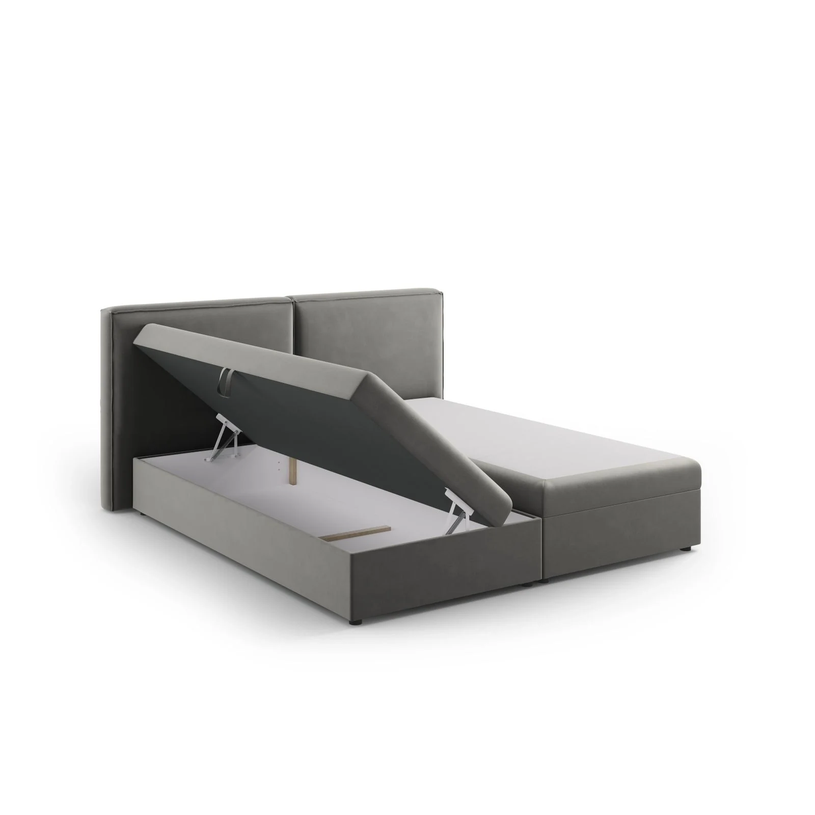 Arendal Boxspringbett mit Kopfteil und Stauraum aus Samt oder Strukturstoff, 160x200 cm - Image 36