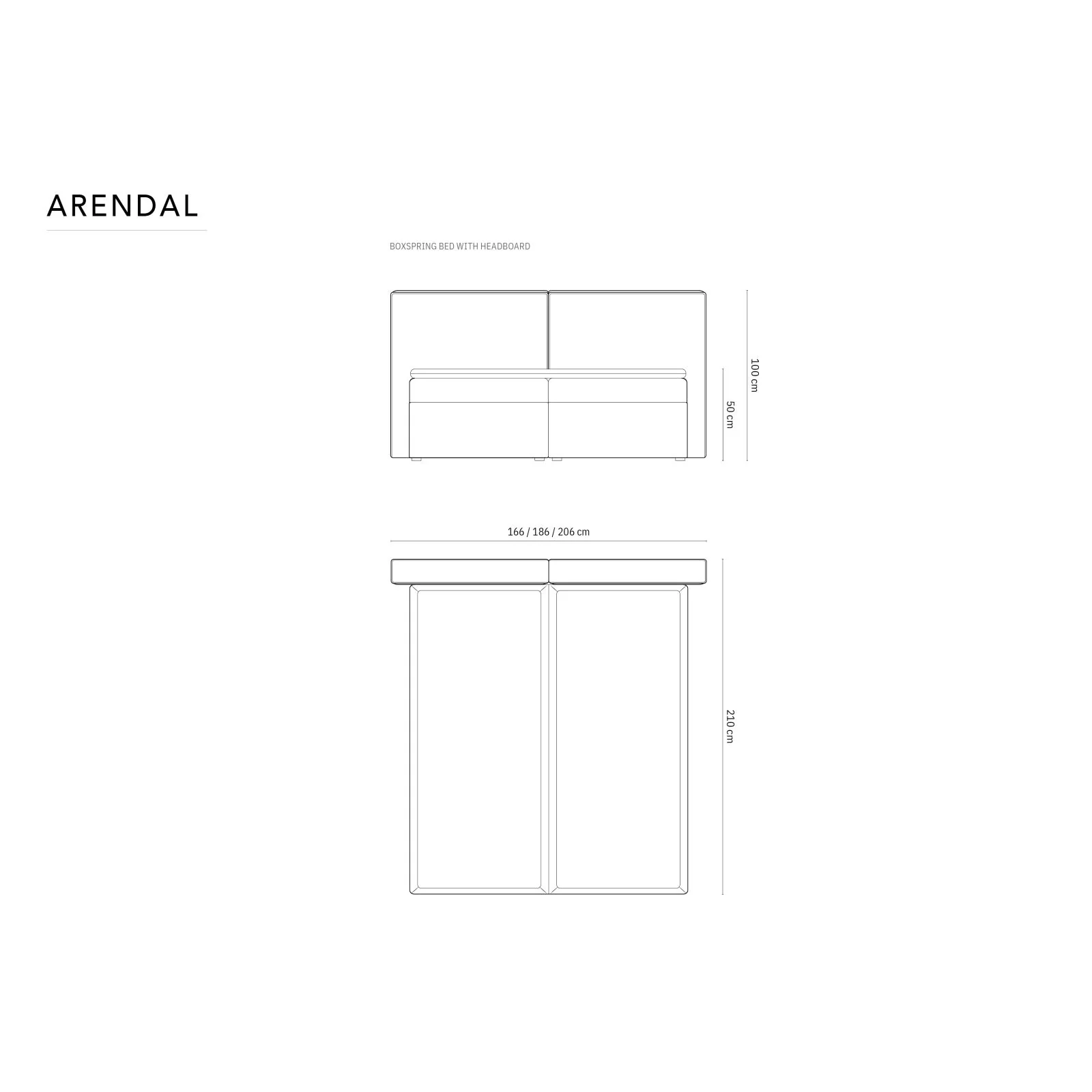 Arendal Boxspringbett mit Kopfteil und Stauraum aus Samt oder Strukturstoff, 160x200 cm - Image 42