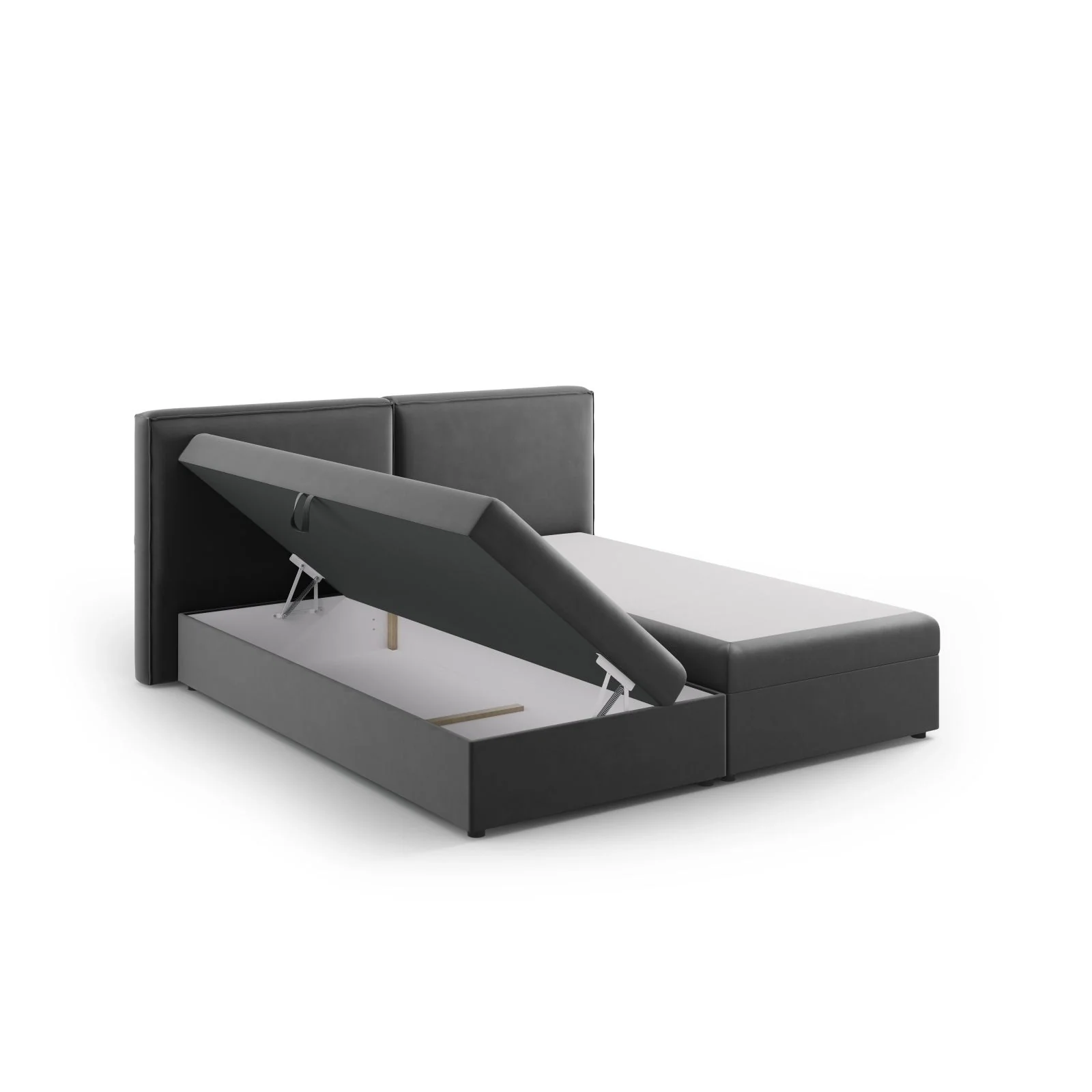 Arendal Boxspringbett mit Kopfteil und Stauraum aus Samt oder Strukturstoff, 160x200 cm - Image 44