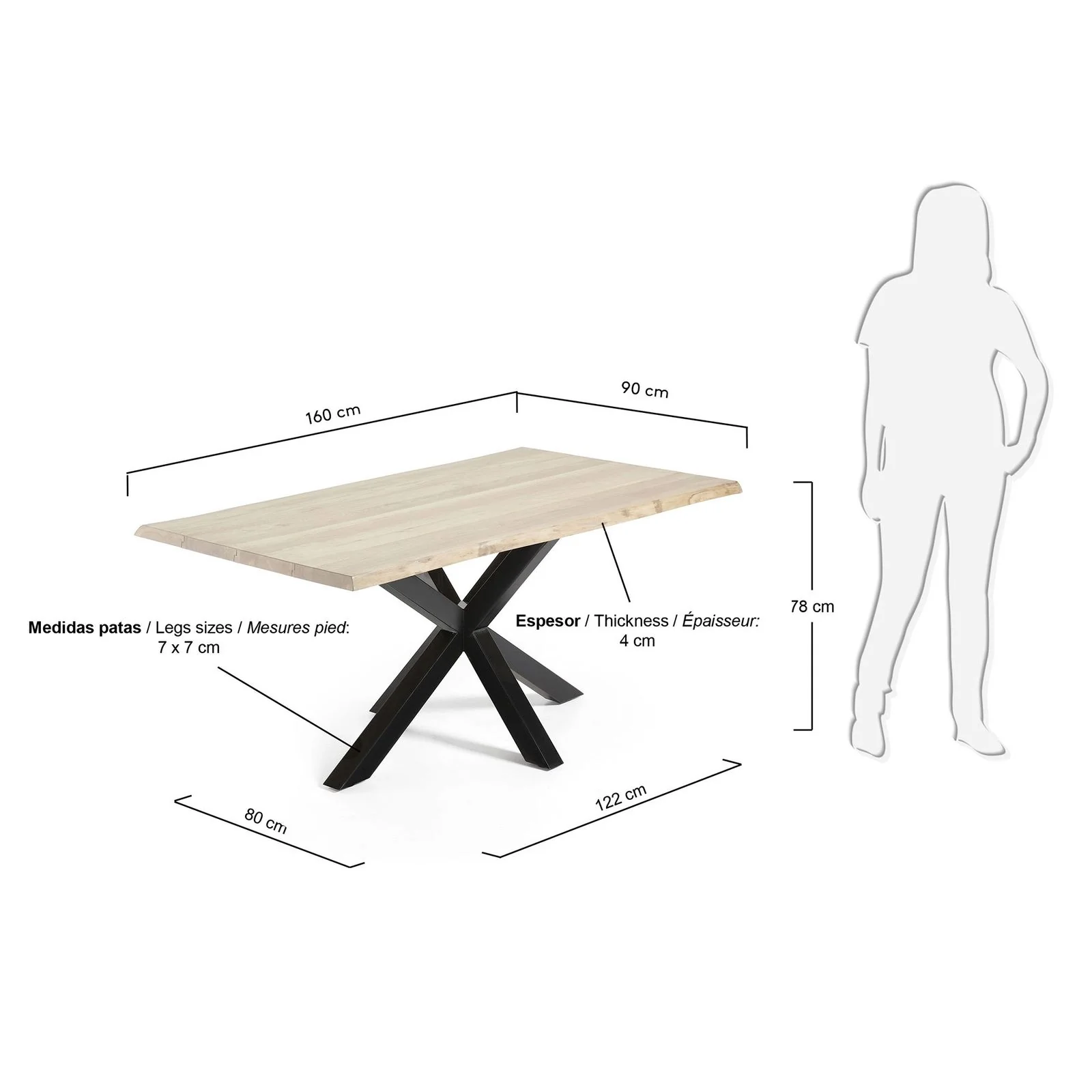 Argo Tisch Eichenfurnier Finish und Stahlbeine 160 x 90 cm - Image 12