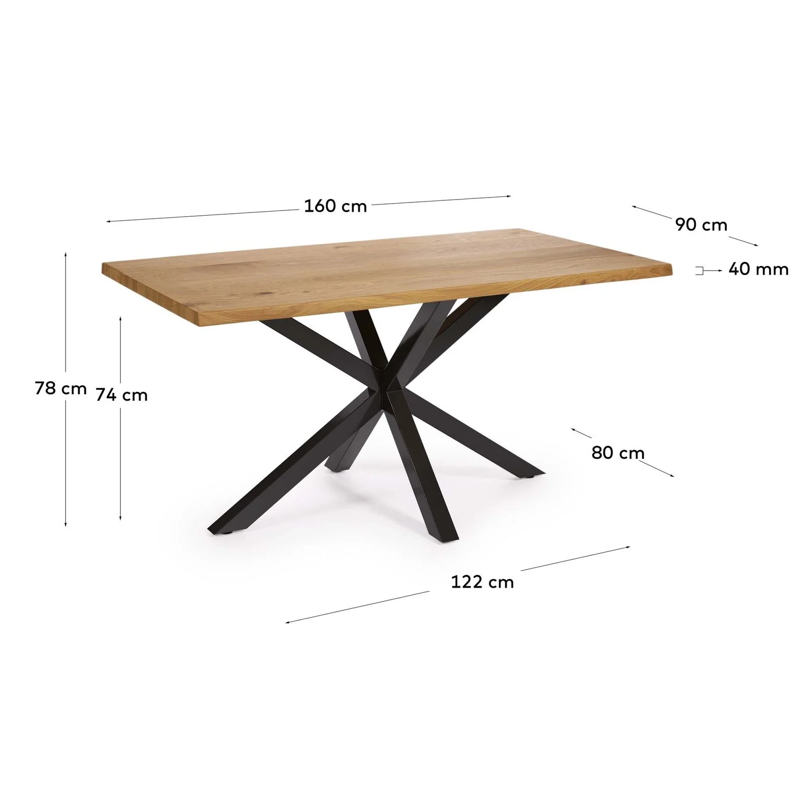 Argo Tisch Eichenfurnier Finish und Stahlbeine 160 x 90 cm - Image 17