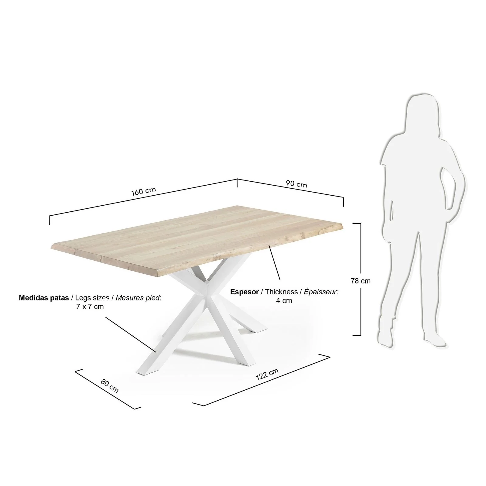 Argo Tisch Eichenfurnier Finish und Stahlbeine 160 x 90 cm - Image 3