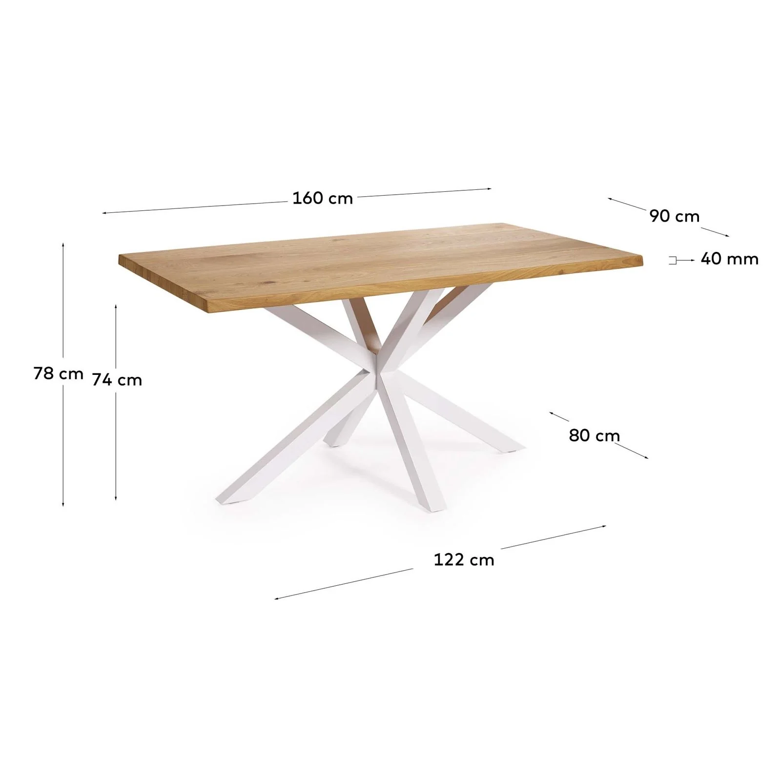 Argo Tisch Eichenfurnier Finish und Stahlbeine 160 x 90 cm - Image 8