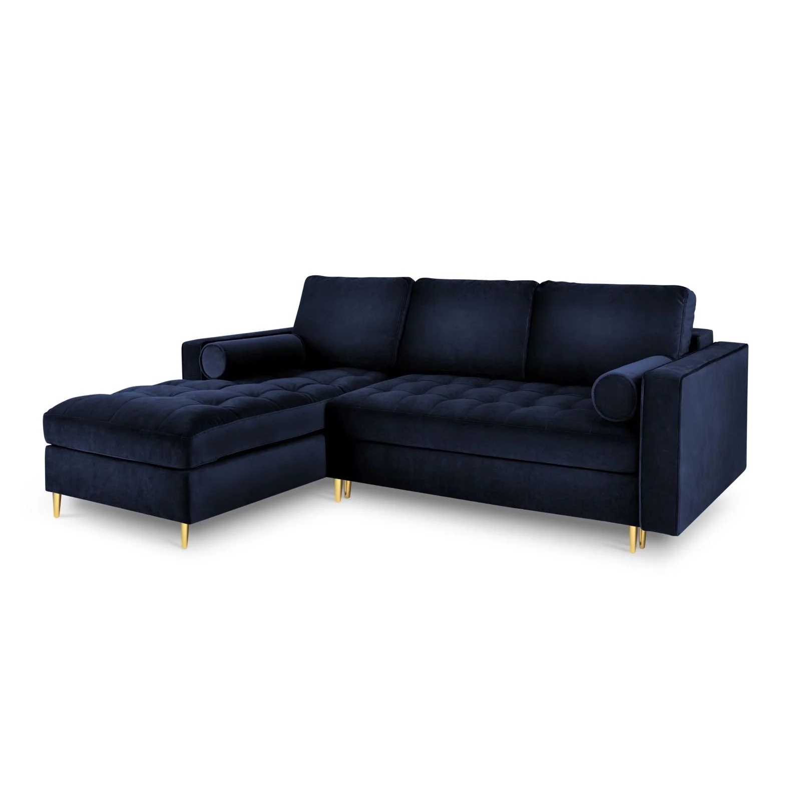 Aspen 5-Sitzer Ecksofa mit Schlaffunktion und Stauraum, Linke Seite, aus Samt oder Strukturstoff, 240x175x96 cm
