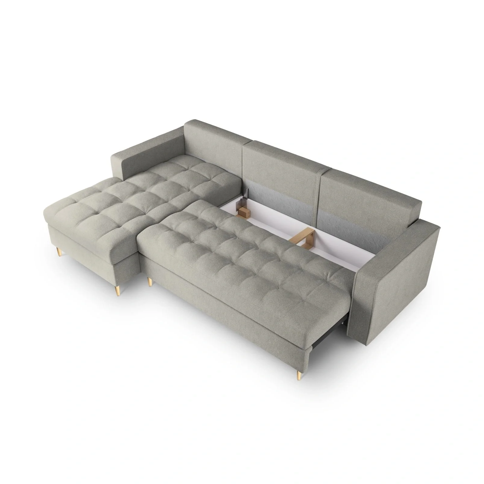 Aspen 5-Sitzer Ecksofa mit Schlaffunktion und Stauraum, Linke Seite, aus Samt oder Strukturstoff, 240x175x96 cm - Image 110