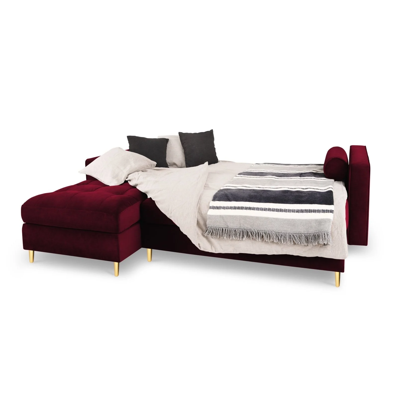 Aspen 5-Sitzer Ecksofa mit Schlaffunktion und Stauraum, Linke Seite, aus Samt oder Strukturstoff, 240x175x96 cm - Image 14