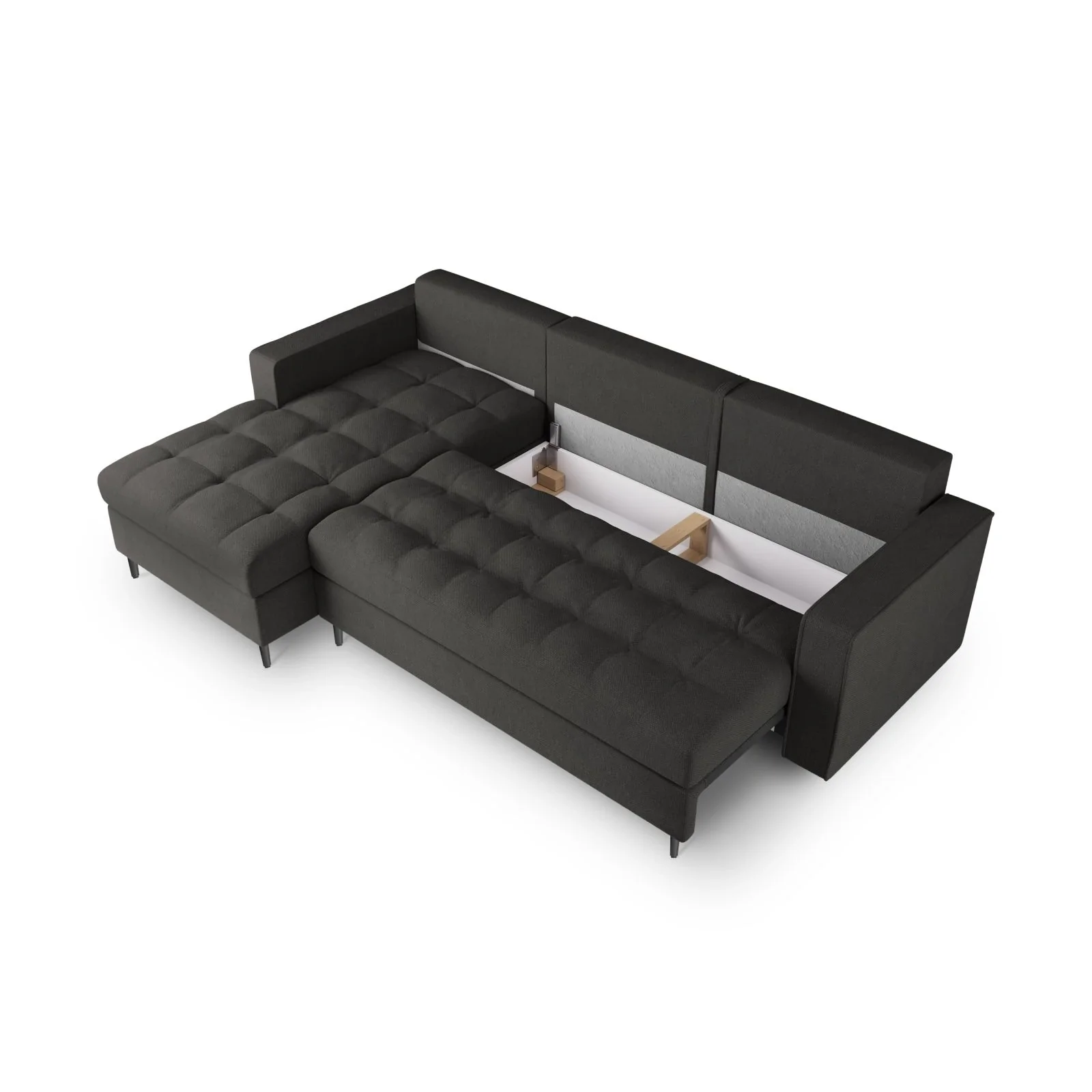 Aspen 5-Sitzer Ecksofa mit Schlaffunktion und Stauraum, Linke Seite, aus Samt oder Strukturstoff, 240x175x96 cm - Image 140