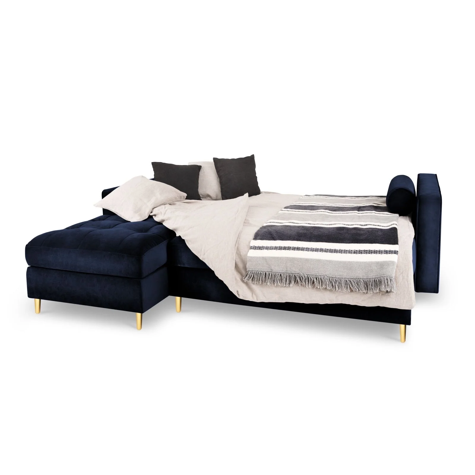 Aspen 5-Sitzer Ecksofa mit Schlaffunktion und Stauraum, Linke Seite, aus Samt oder Strukturstoff, 240x175x96 cm - Image 2