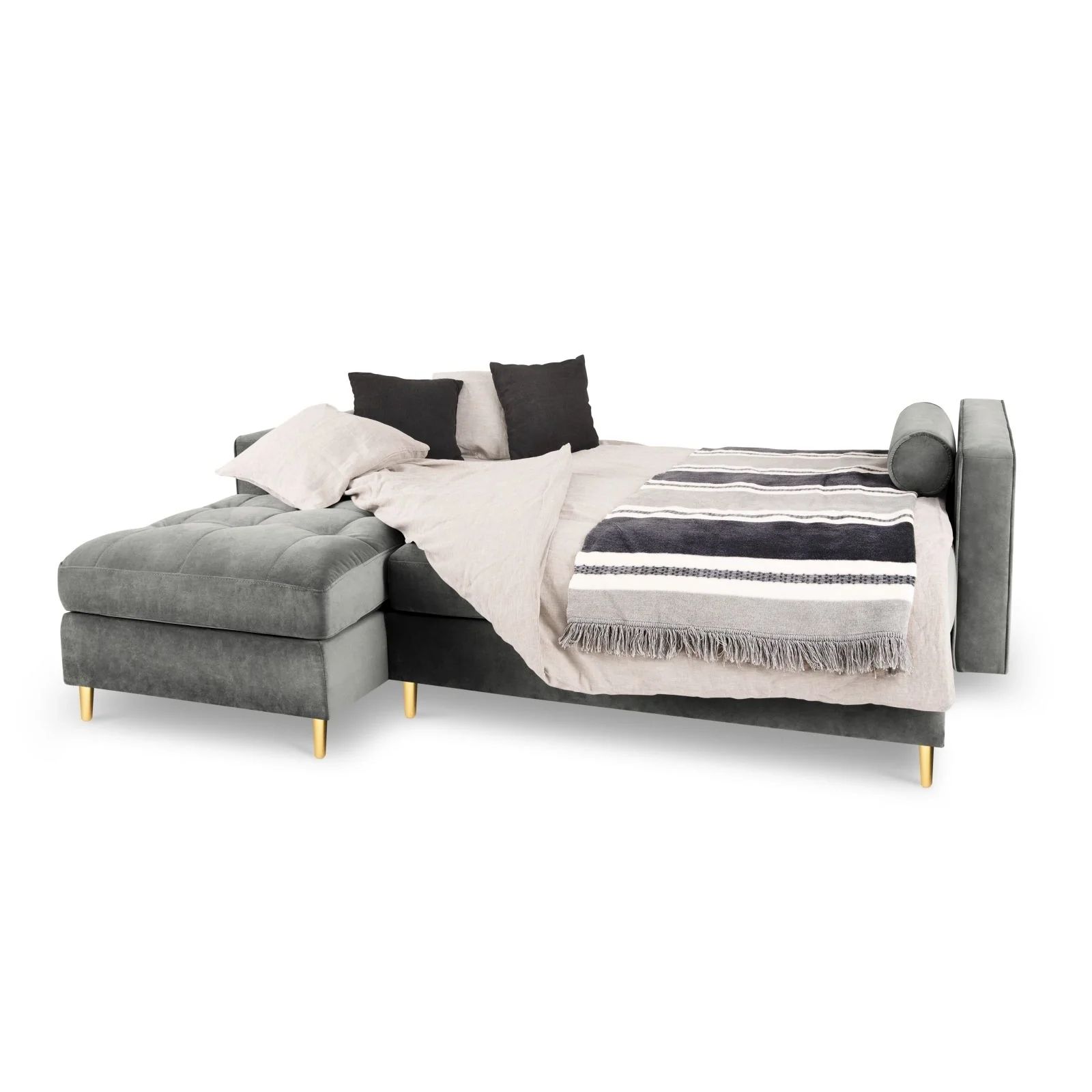 Aspen 5-Sitzer Ecksofa mit Schlaffunktion und Stauraum, Linke Seite, aus Samt oder Strukturstoff, 240x175x96 cm - Image 26