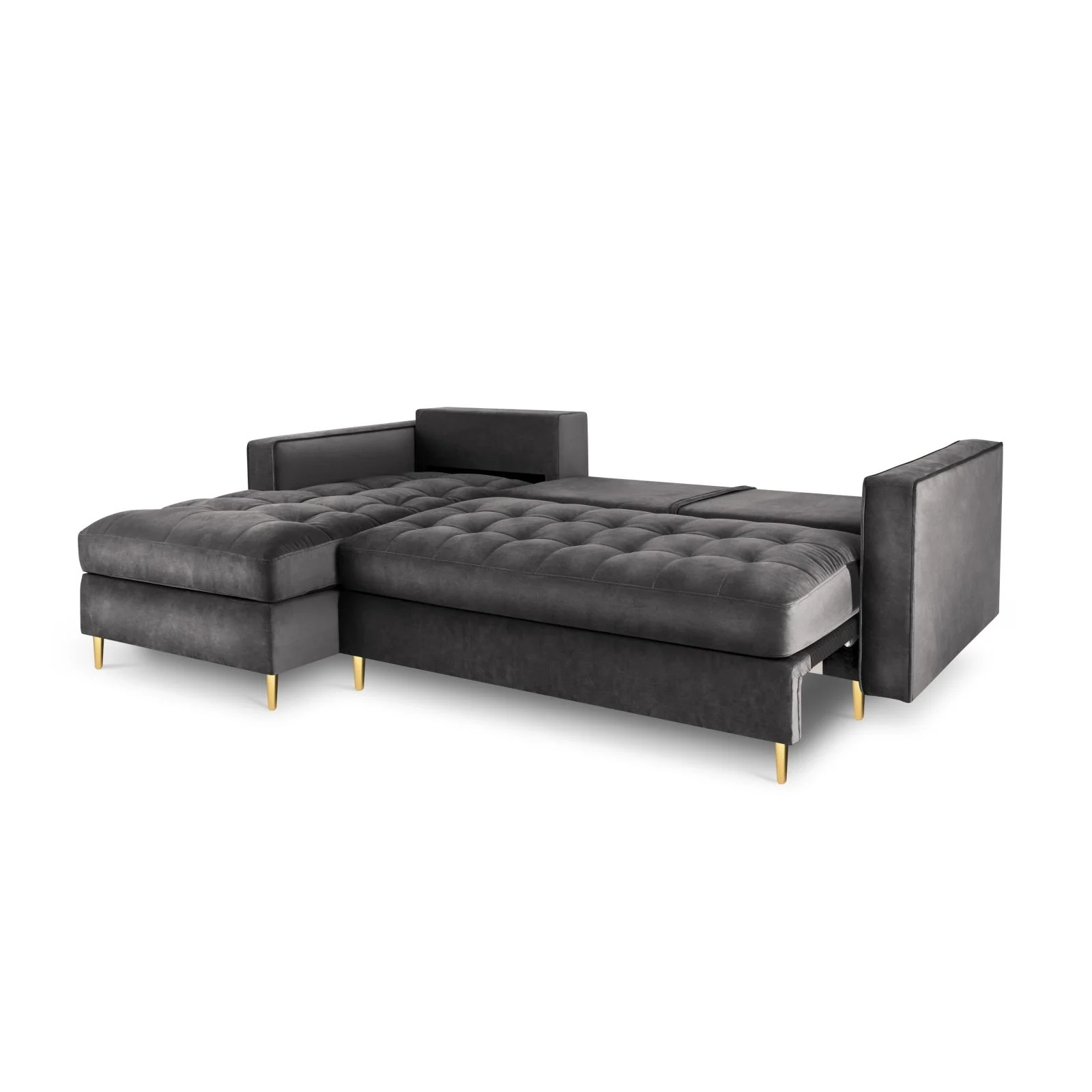 Aspen 5-Sitzer Ecksofa mit Schlaffunktion und Stauraum, Linke Seite, aus Samt oder Strukturstoff, 240x175x96 cm - Image 35