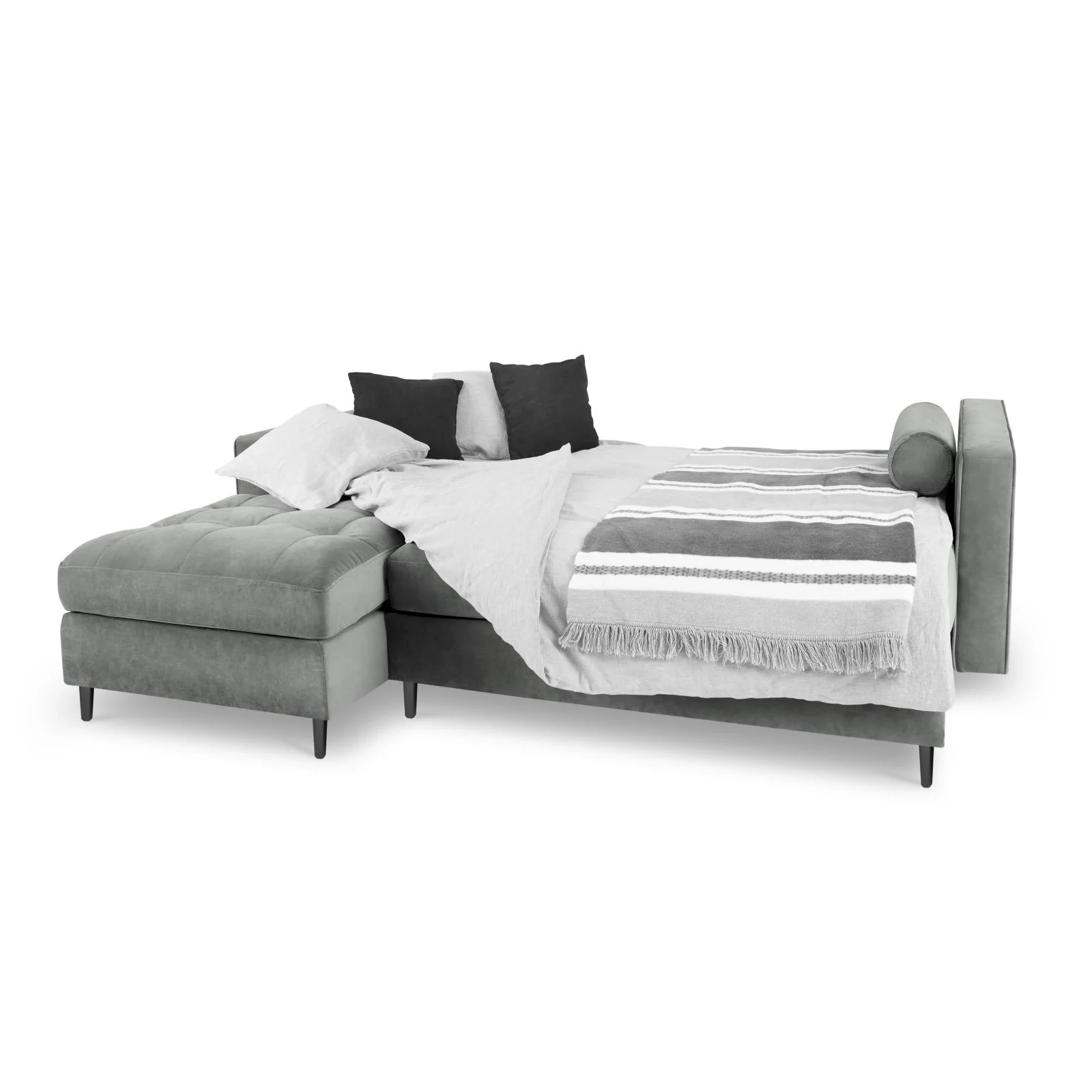 Aspen 5-Sitzer Ecksofa mit Schlaffunktion und Stauraum, Linke Seite, aus Samt oder Strukturstoff, 240x175x96 cm - Image 74