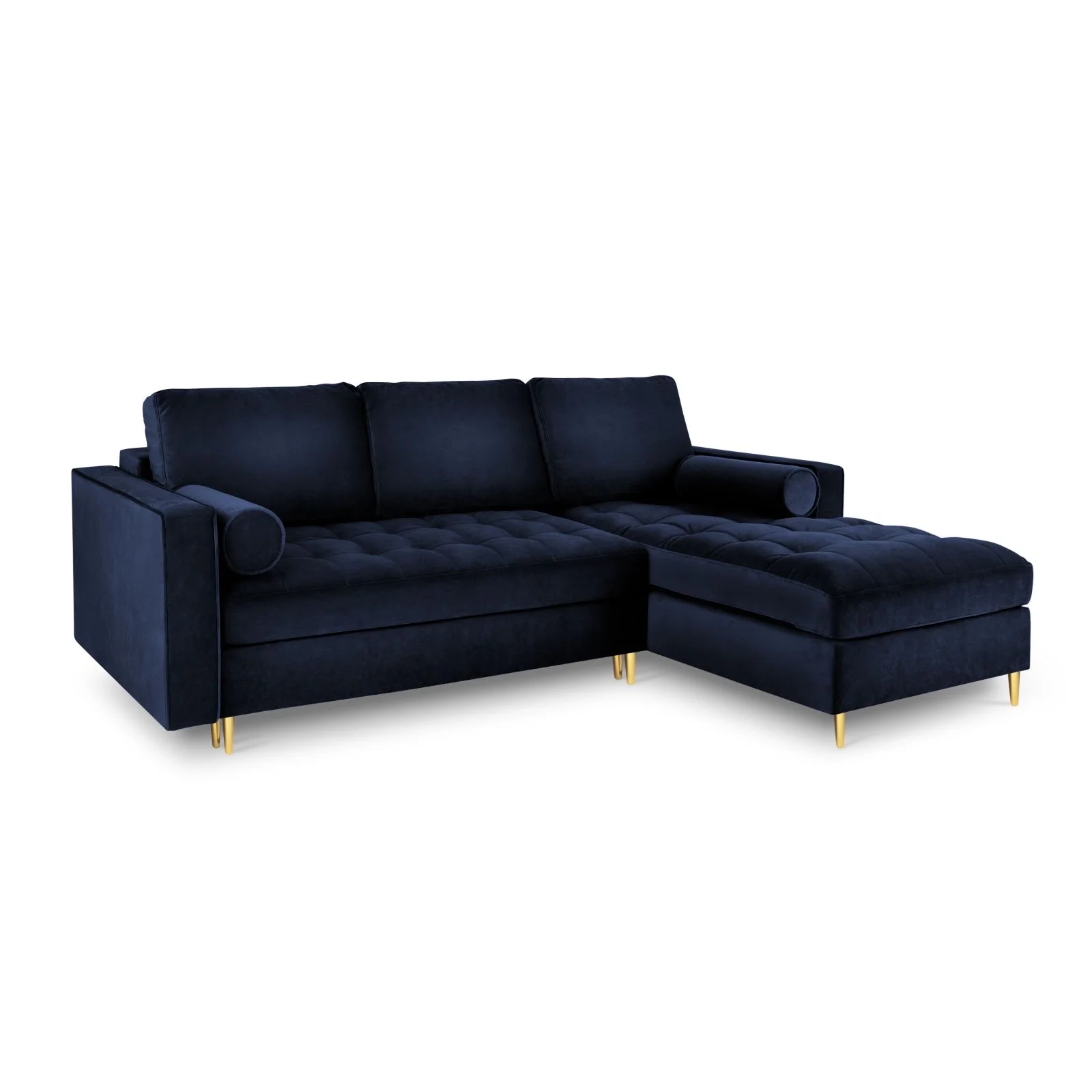 Aspen 5-Sitzer Ecksofa mit Schlaffunktion und Stauraum, Rechte Seite, aus Samt oder Strukturstoff, 240x175x96 cm