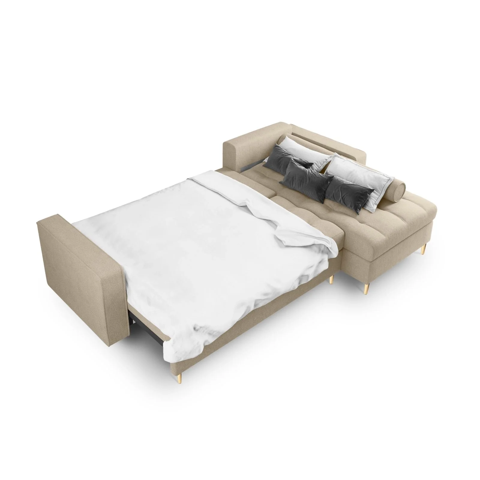 Aspen 5-Sitzer Ecksofa mit Schlaffunktion und Stauraum, Rechte Seite, aus Samt oder Strukturstoff, 240x175x96 cm - Image 105