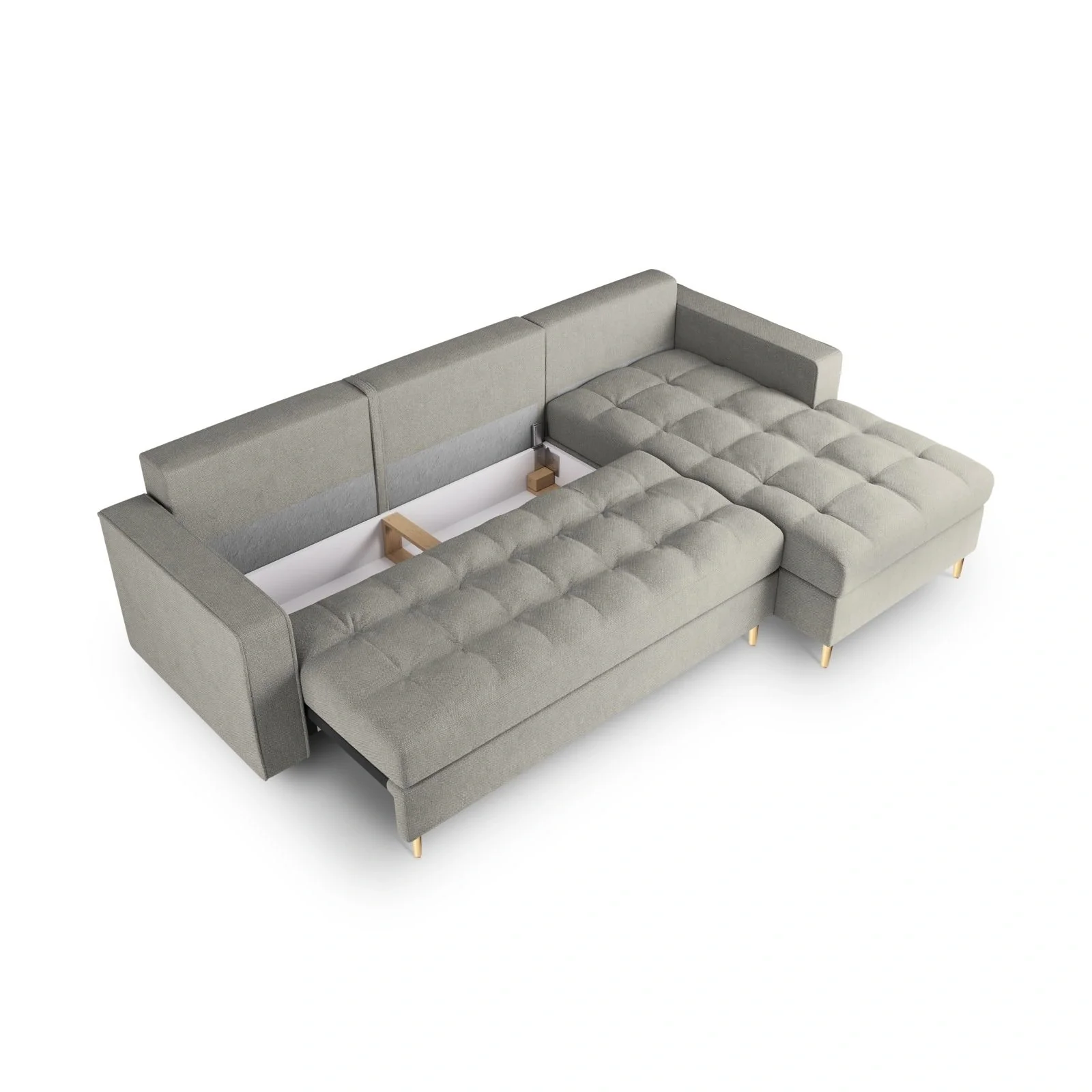 Aspen 5-Sitzer Ecksofa mit Schlaffunktion und Stauraum, Rechte Seite, aus Samt oder Strukturstoff, 240x175x96 cm - Image 110