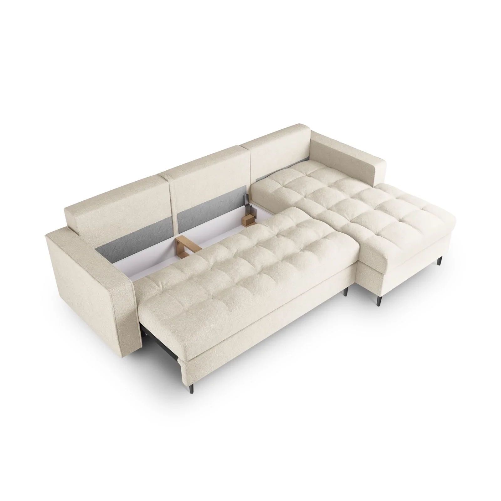 Aspen 5-Sitzer Ecksofa mit Schlaffunktion und Stauraum, Rechte Seite, aus Samt oder Strukturstoff, 240x175x96 cm - Image 122