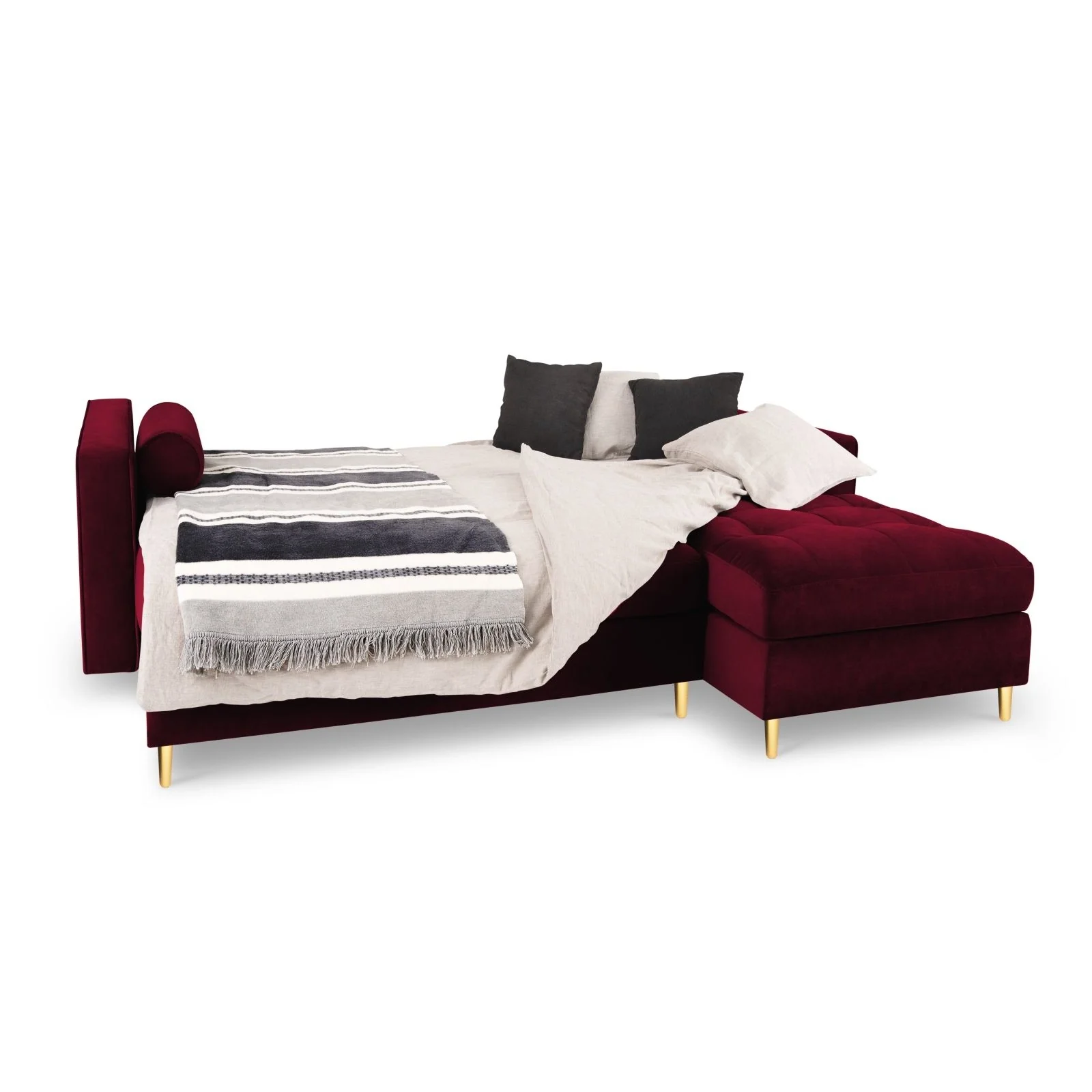 Aspen 5-Sitzer Ecksofa mit Schlaffunktion und Stauraum, Rechte Seite, aus Samt oder Strukturstoff, 240x175x96 cm - Image 14