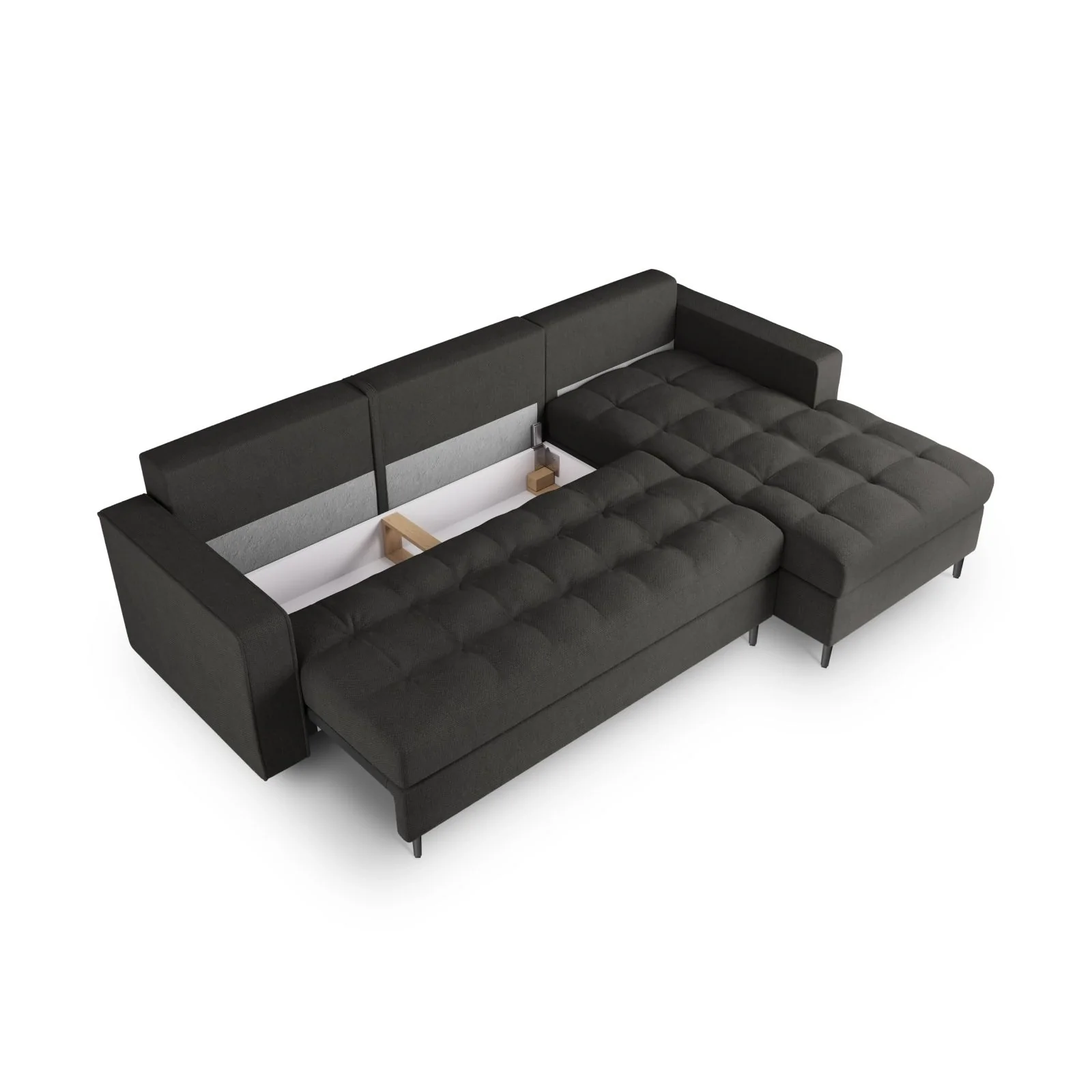 Aspen 5-Sitzer Ecksofa mit Schlaffunktion und Stauraum, Rechte Seite, aus Samt oder Strukturstoff, 240x175x96 cm - Image 140