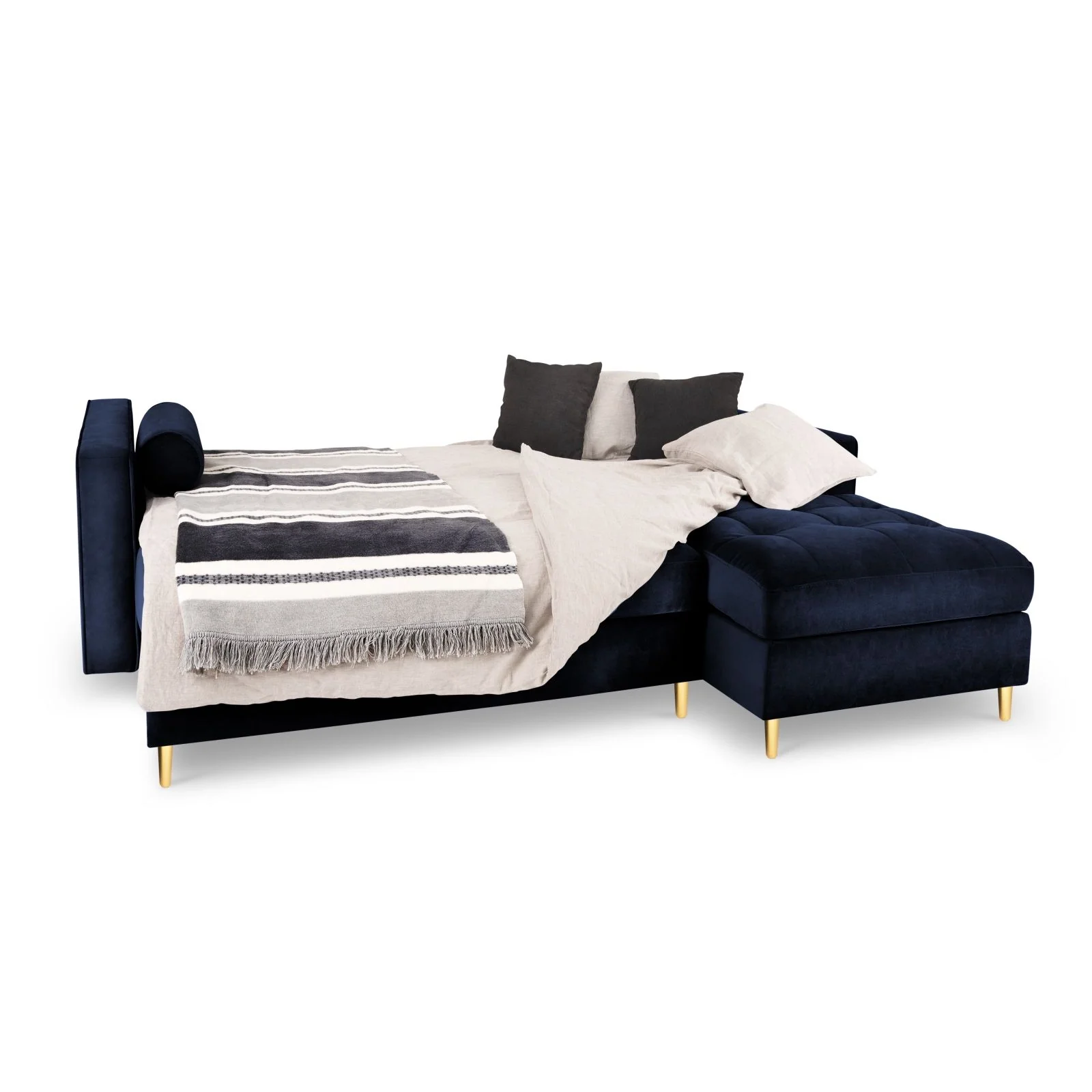 Aspen 5-Sitzer Ecksofa mit Schlaffunktion und Stauraum, Rechte Seite, aus Samt oder Strukturstoff, 240x175x96 cm - Image 2