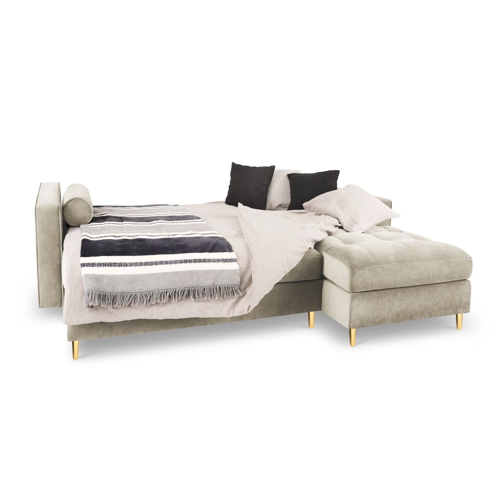 Aspen 5-Sitzer Ecksofa mit Schlaffunktion und Stauraum, Rechte Seite, aus Samt oder Strukturstoff, 240x175x96 cm - Image 20