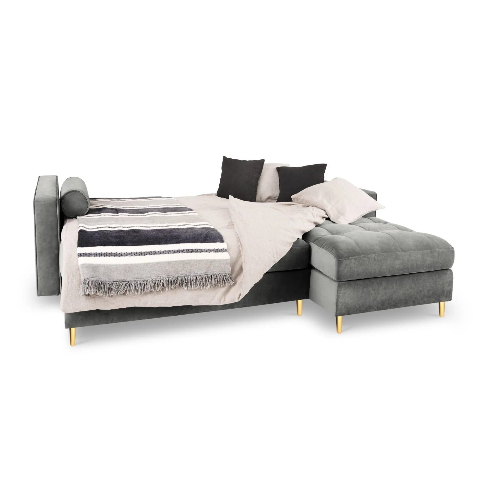 Aspen 5-Sitzer Ecksofa mit Schlaffunktion und Stauraum, Rechte Seite, aus Samt oder Strukturstoff, 240x175x96 cm - Image 26