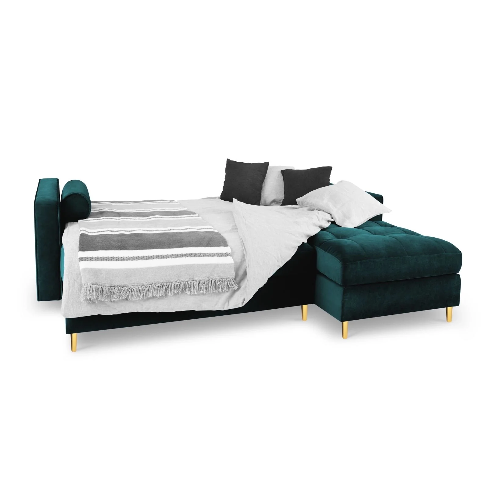 Aspen 5-Sitzer Ecksofa mit Schlaffunktion und Stauraum, Rechte Seite, aus Samt oder Strukturstoff, 240x175x96 cm - Image 38