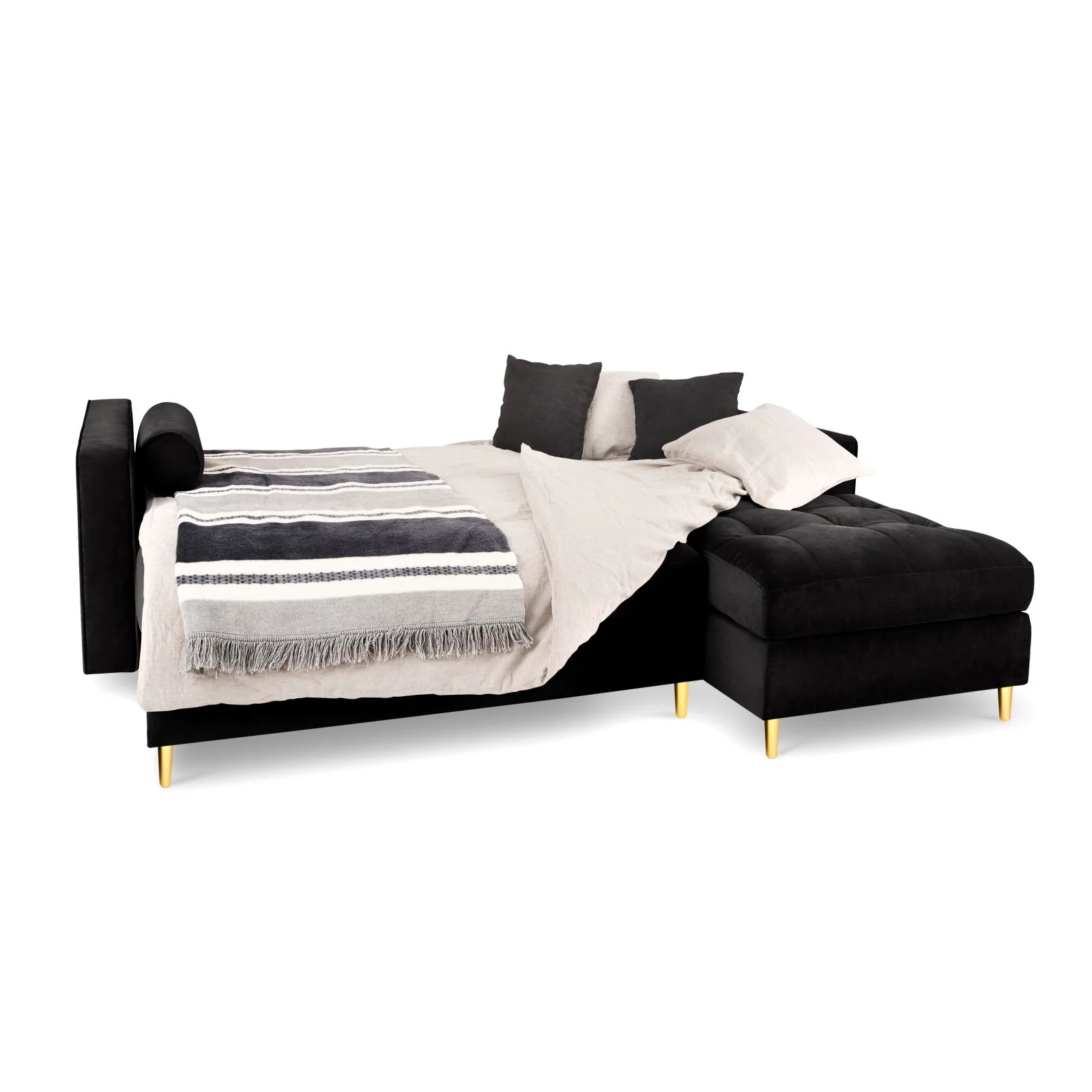 Aspen 5-Sitzer Ecksofa mit Schlaffunktion und Stauraum, Rechte Seite, aus Samt oder Strukturstoff, 240x175x96 cm - Image 44