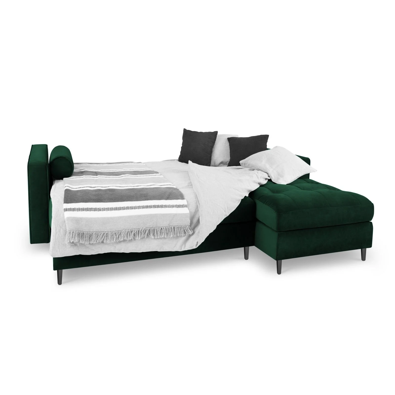 Aspen 5-Sitzer Ecksofa mit Schlaffunktion und Stauraum, Rechte Seite, aus Samt oder Strukturstoff, 240x175x96 cm - Image 56