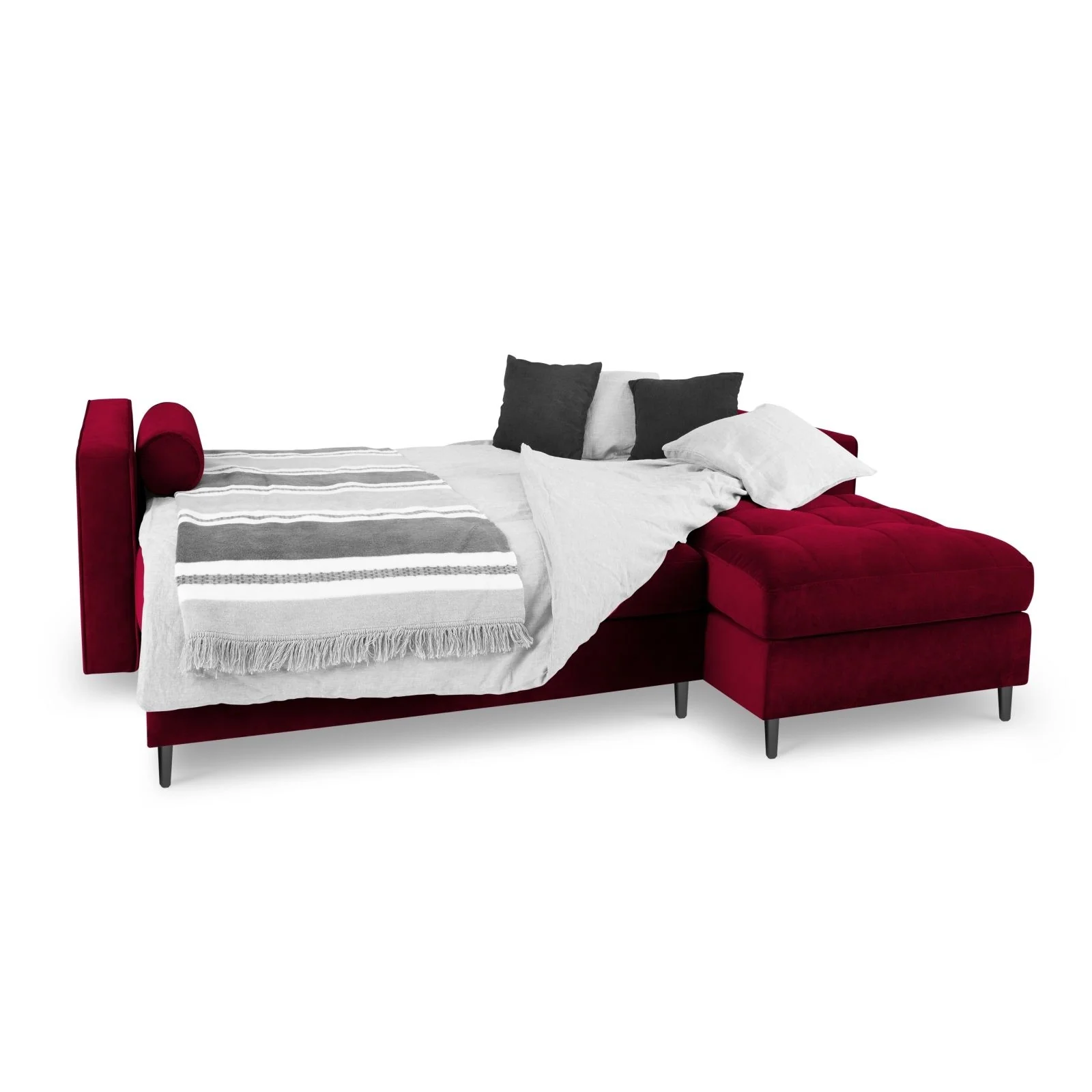 Aspen 5-Sitzer Ecksofa mit Schlaffunktion und Stauraum, Rechte Seite, aus Samt oder Strukturstoff, 240x175x96 cm - Image 62
