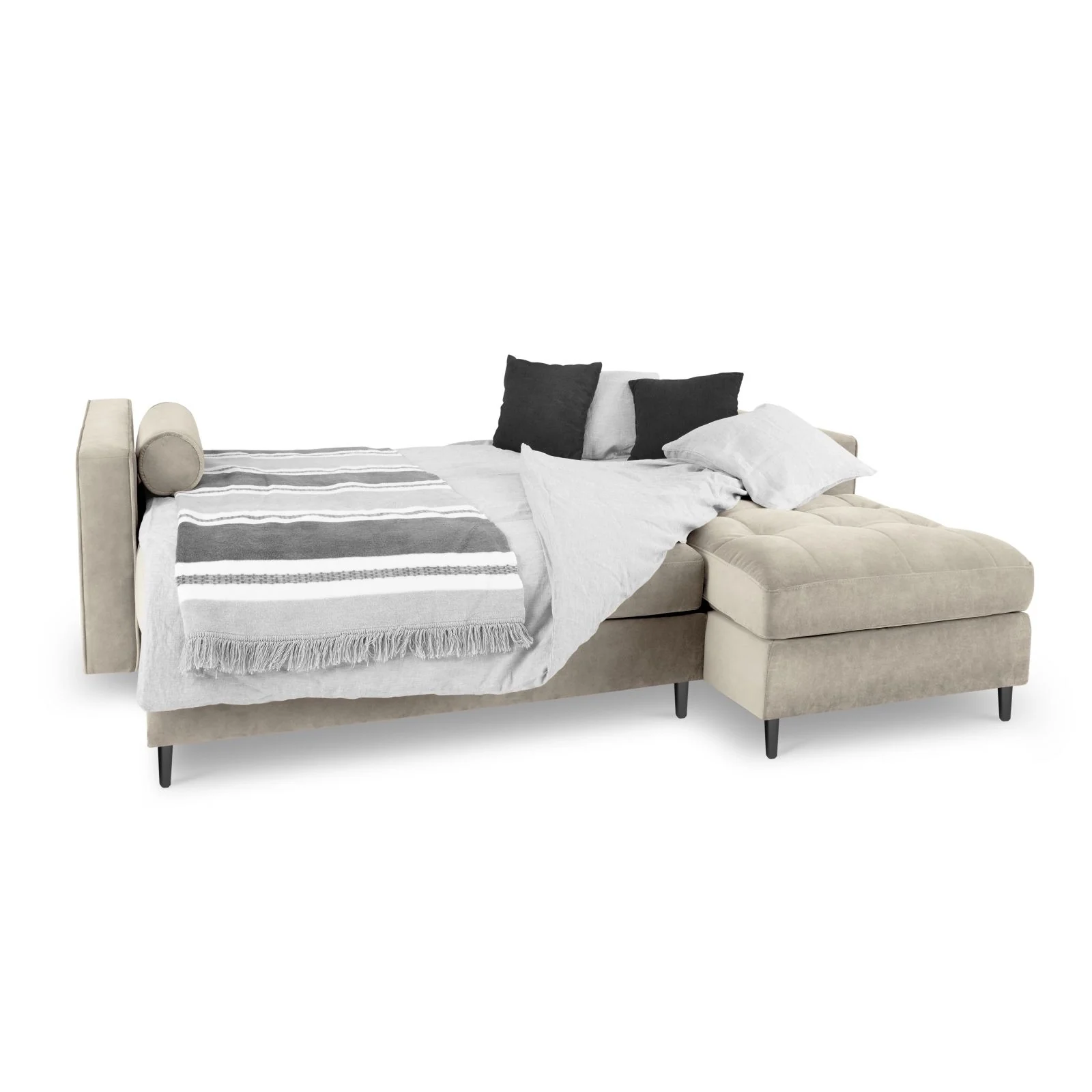 Aspen 5-Sitzer Ecksofa mit Schlaffunktion und Stauraum, Rechte Seite, aus Samt oder Strukturstoff, 240x175x96 cm - Image 68